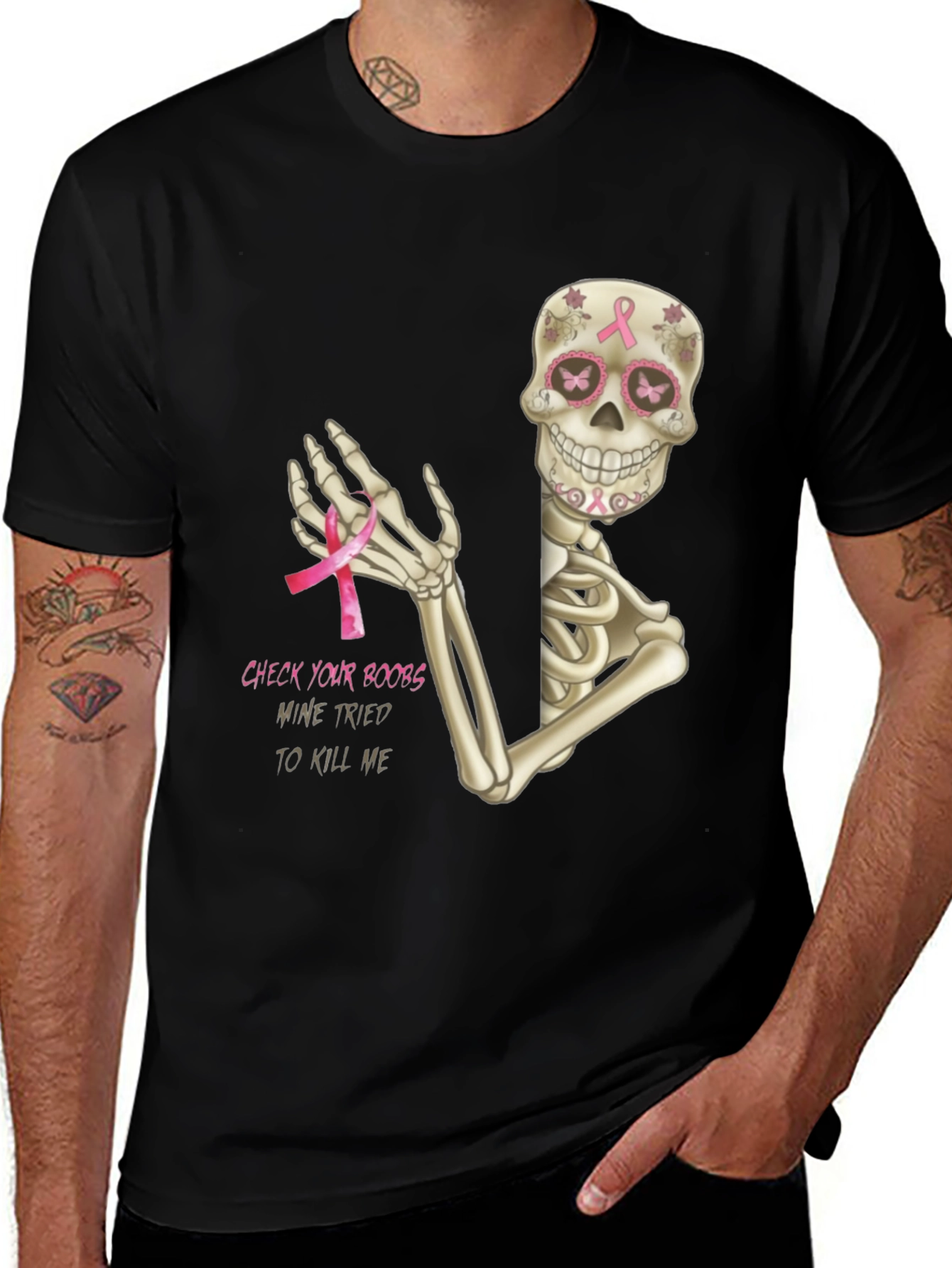 Variant 2 of Check Your Boobs Skeleton T-Shirt
