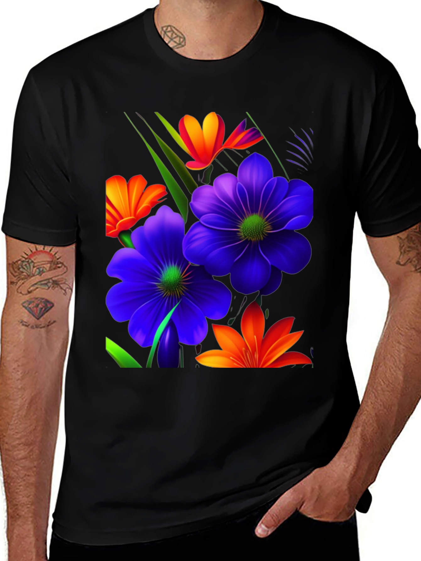 Variant 26 of Floral Design T-Shirt - Bold & Vibrant