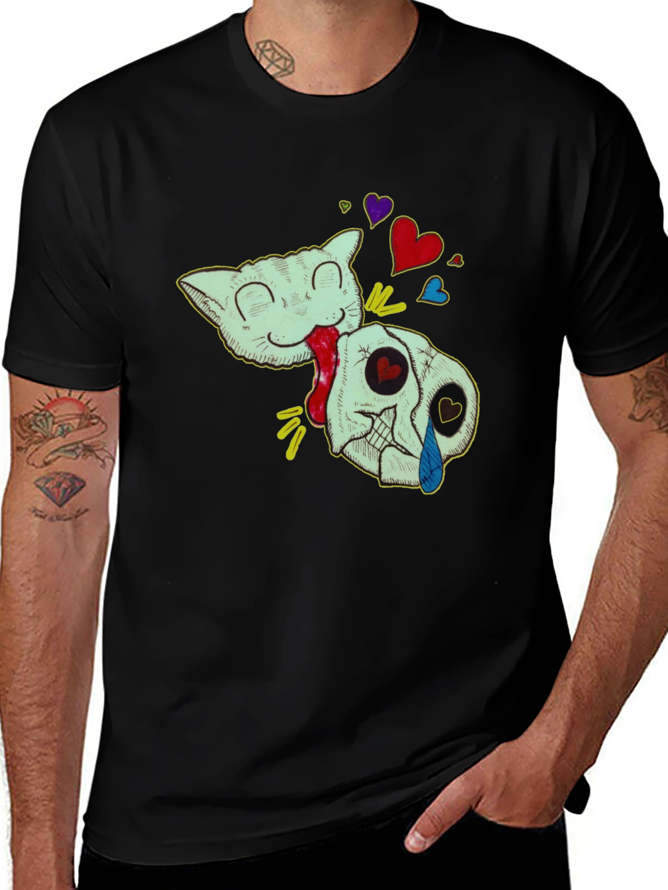 Variant 6 of Cat & Skull Graphic T-Shirt