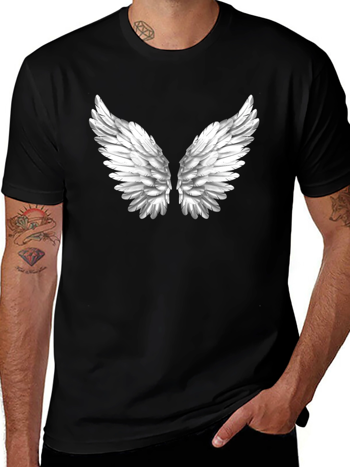 Black Angel Wing Graphic Black T-Shirt main image