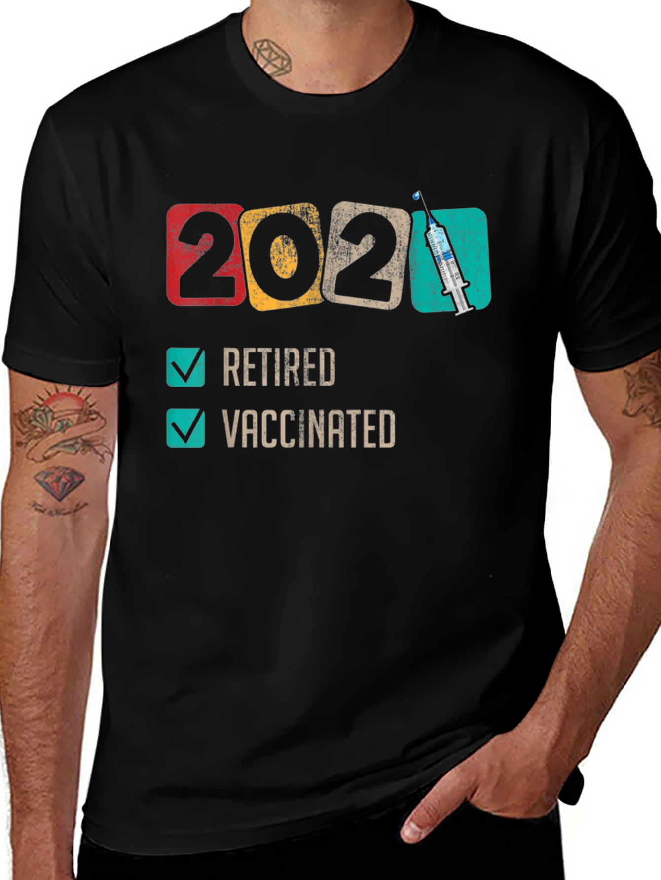 Variant 8 of 2021 Retired & Vaccinated T-Shirt