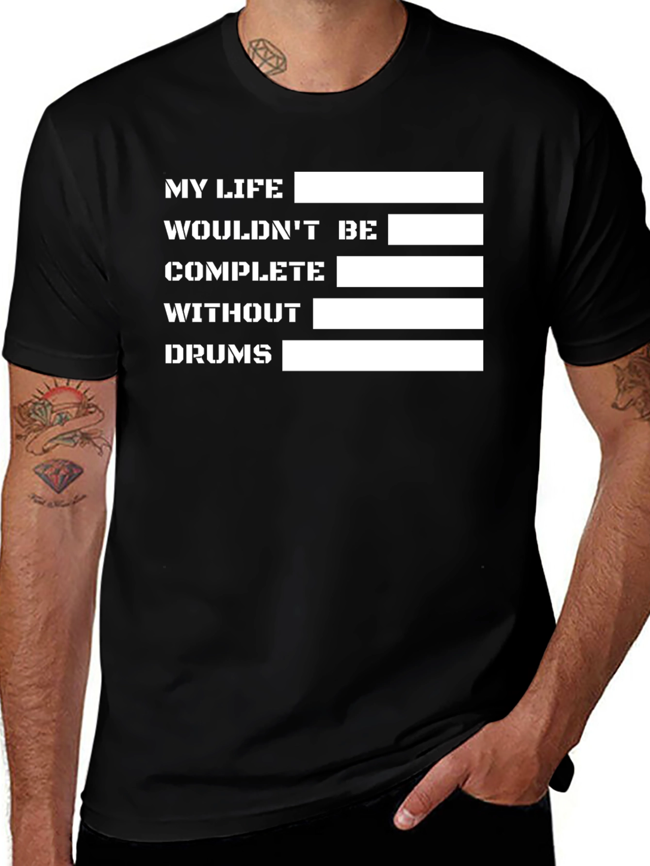 Black Drummer's Life T-Shirt - My Life Wouldn't Be Complete Without Drums main image