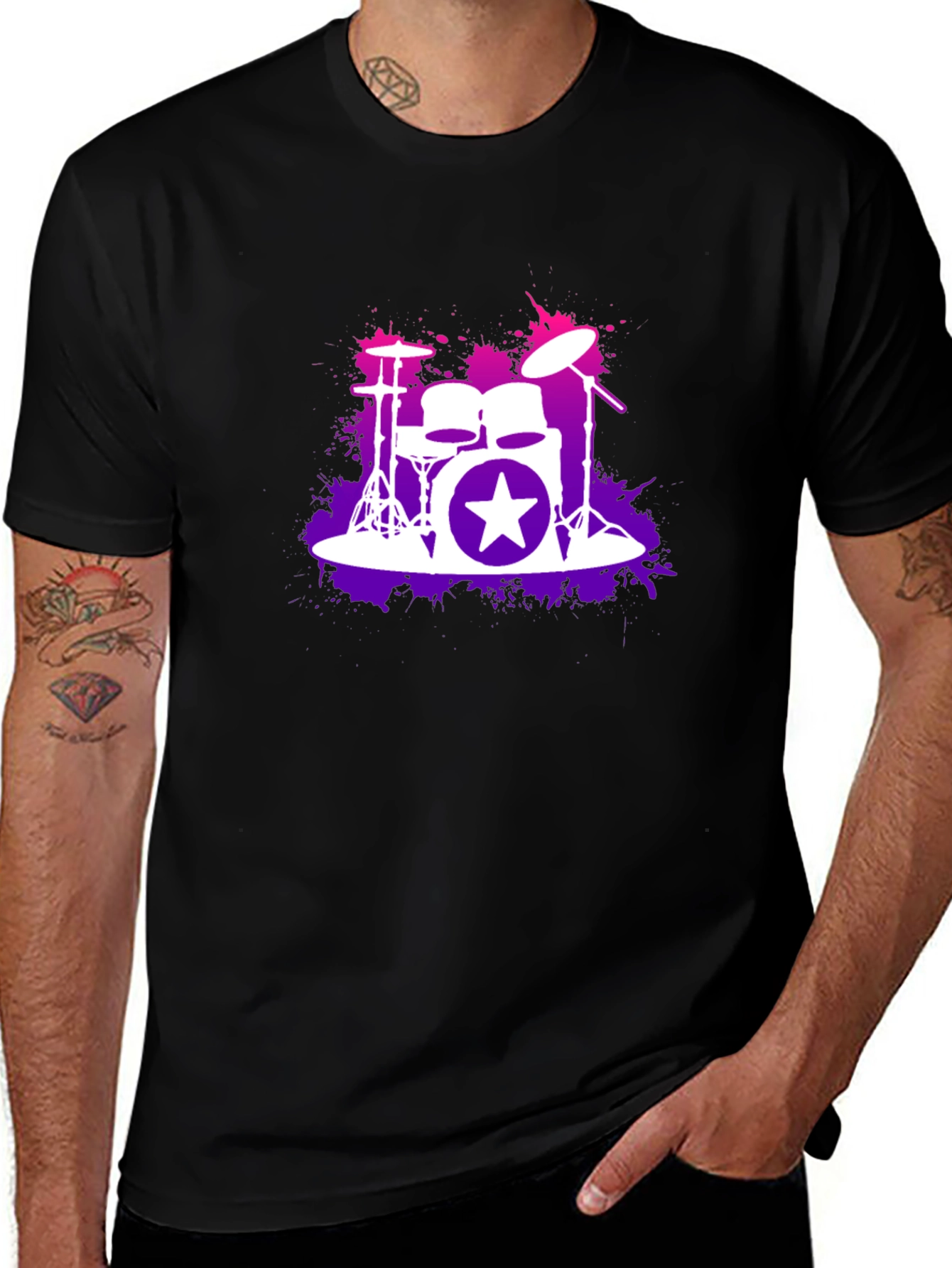 Variant 15 of Drum Kit Starburst Black T-Shirt