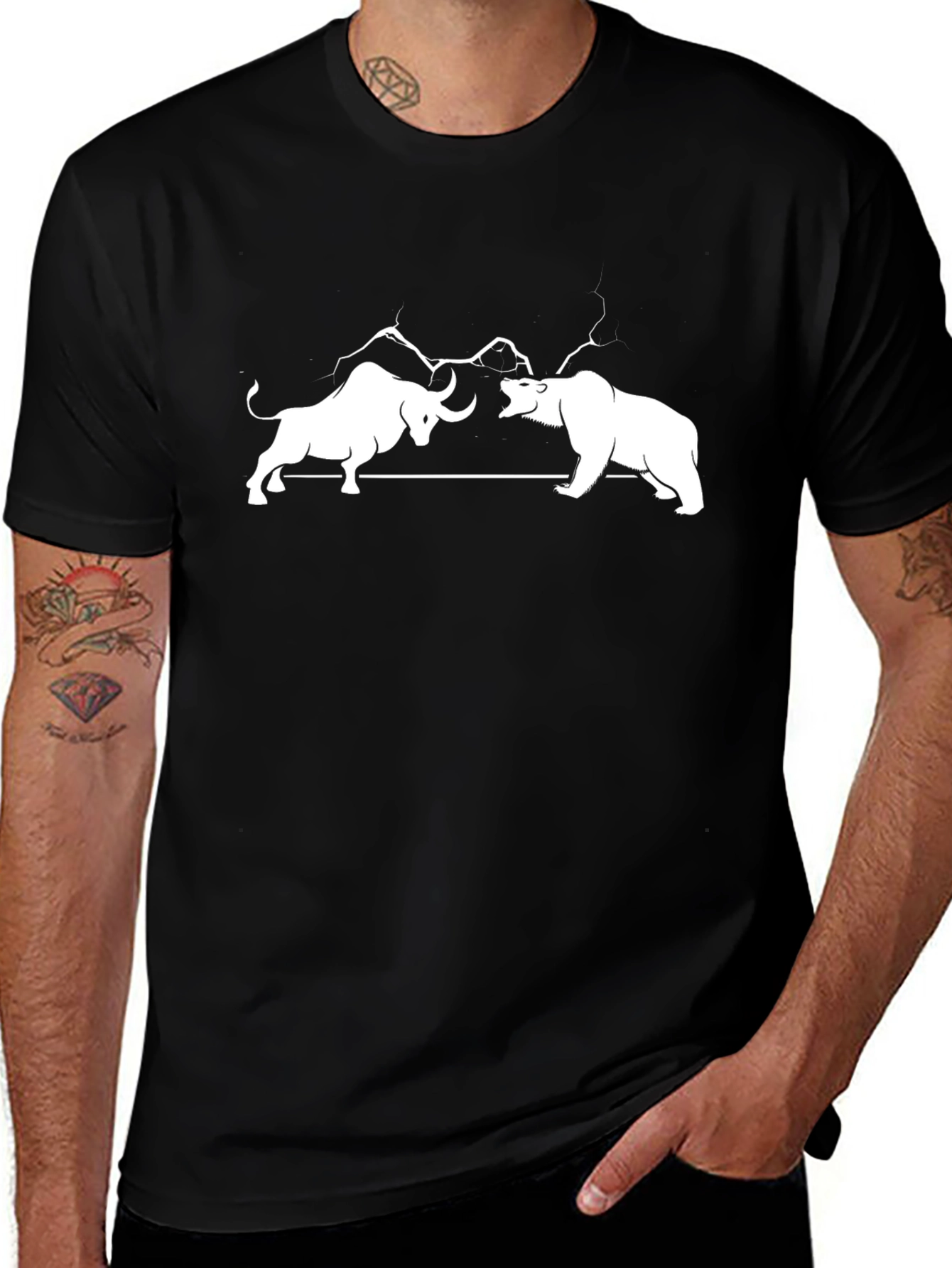 Variant 15 of Bull vs Bear T-Shirt - Stock Market Traders Tee
