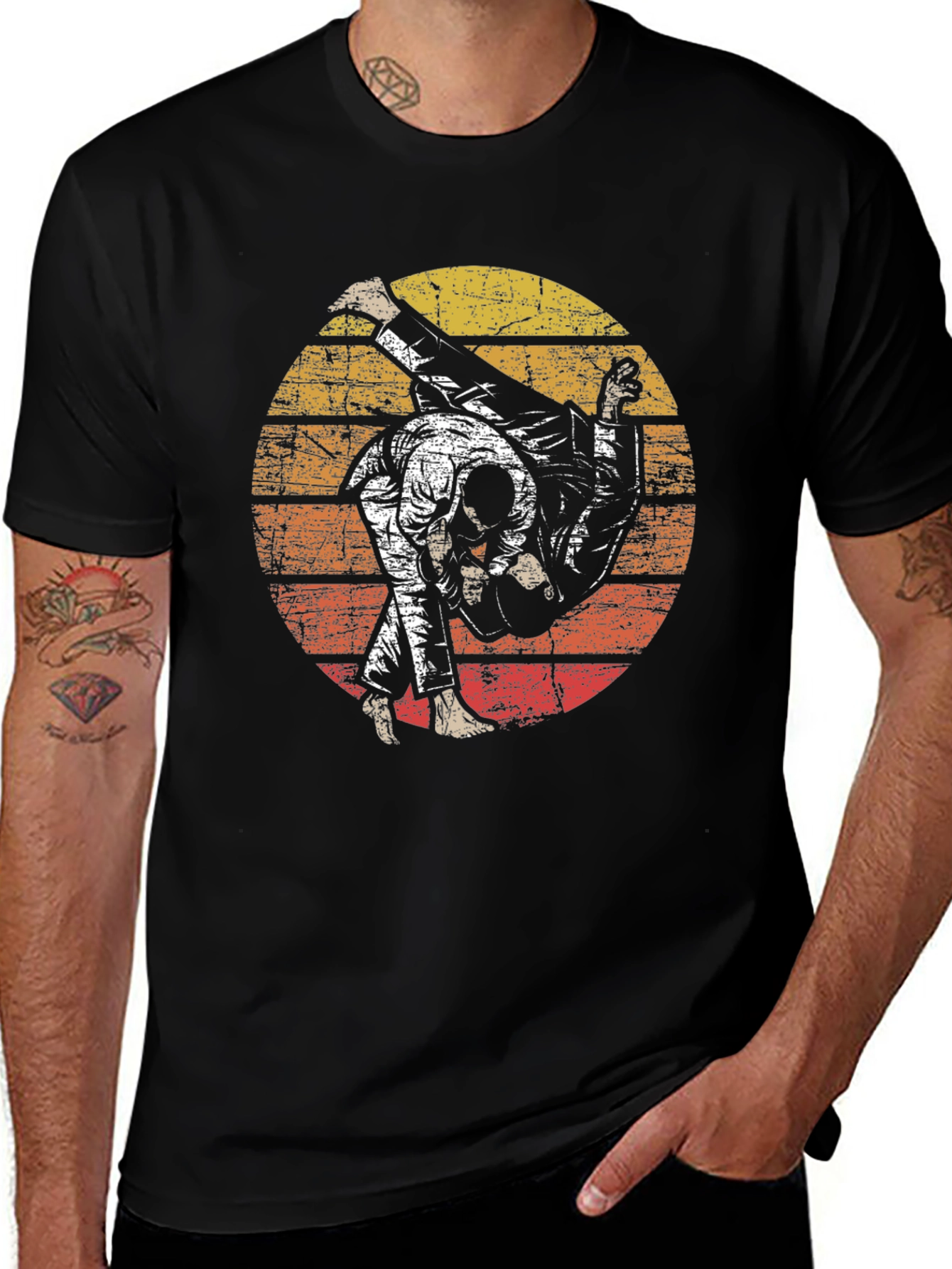 Variant 9 of Vintage Judo Throw Black T-Shirt