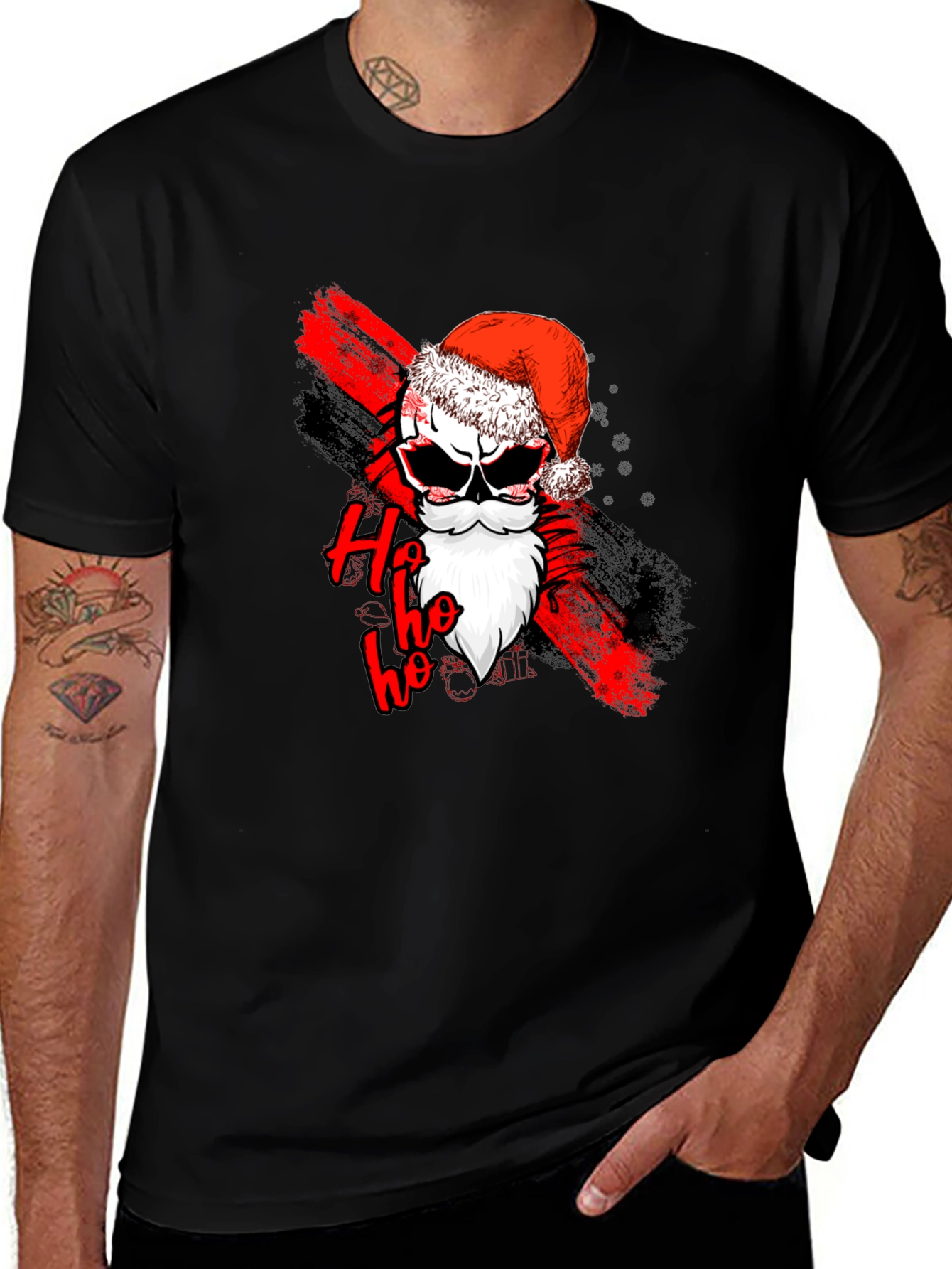 Variant 12 of Santa Skull Graphic Tee - Ho Ho Holiday Cheer!