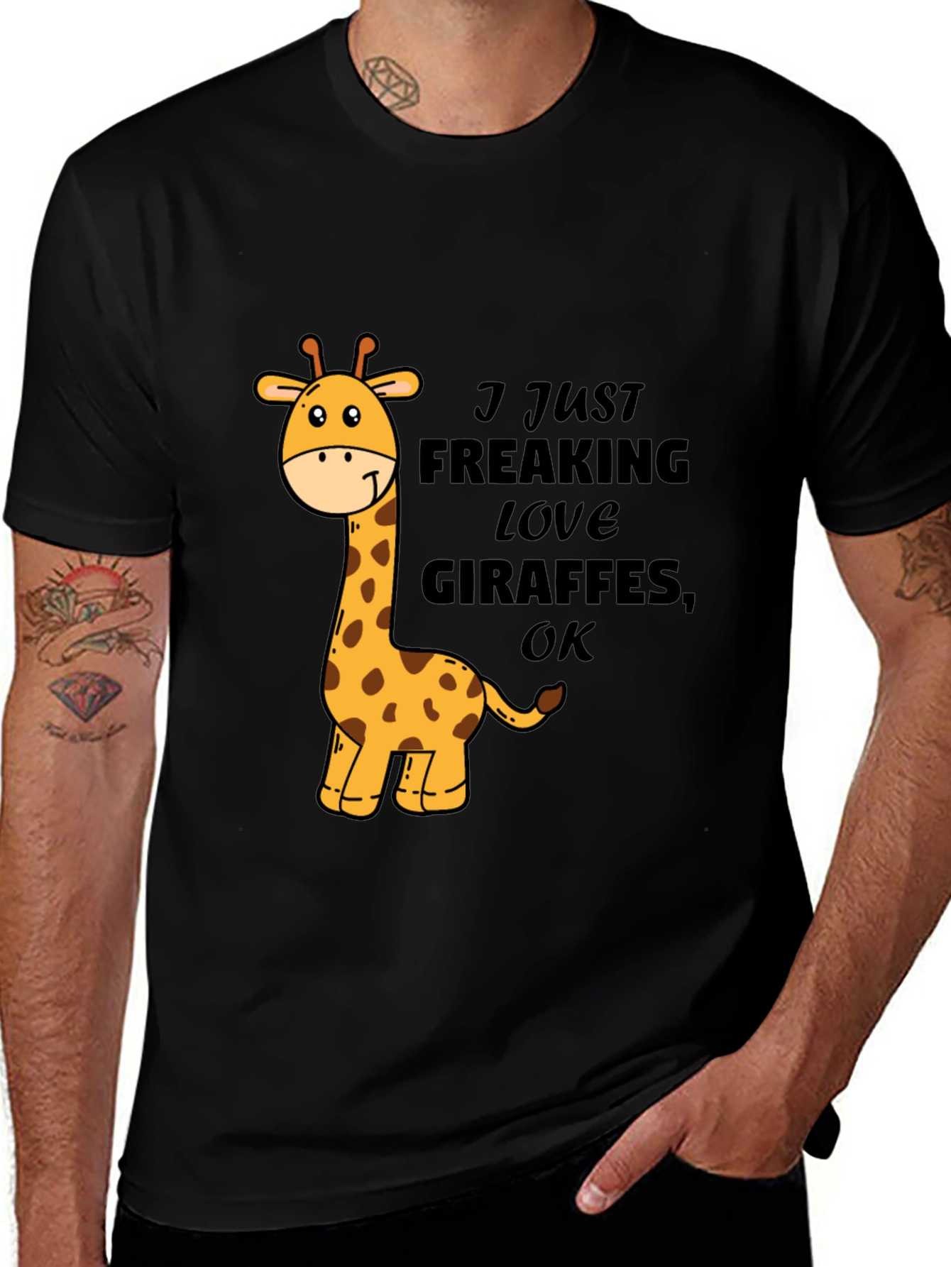 Variant 30 of I Love Giraffes Black T-Shirt