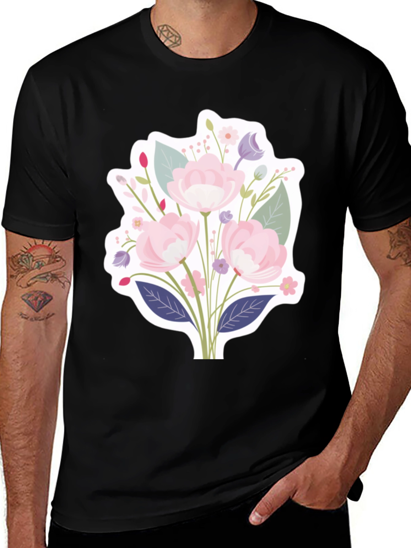 Variant 9 of Floral Graphic Black T-Shirt