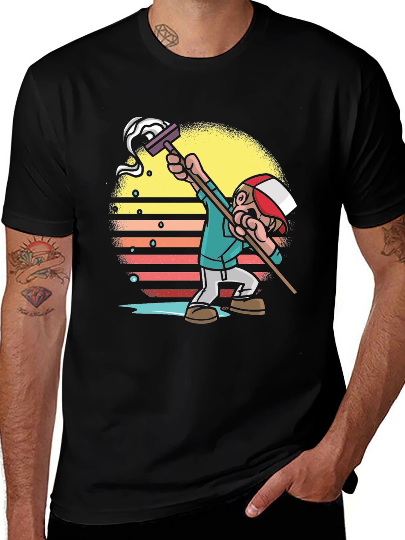 Variant 2 of Retro Style Mop Cartoon Graphic T-Shirt