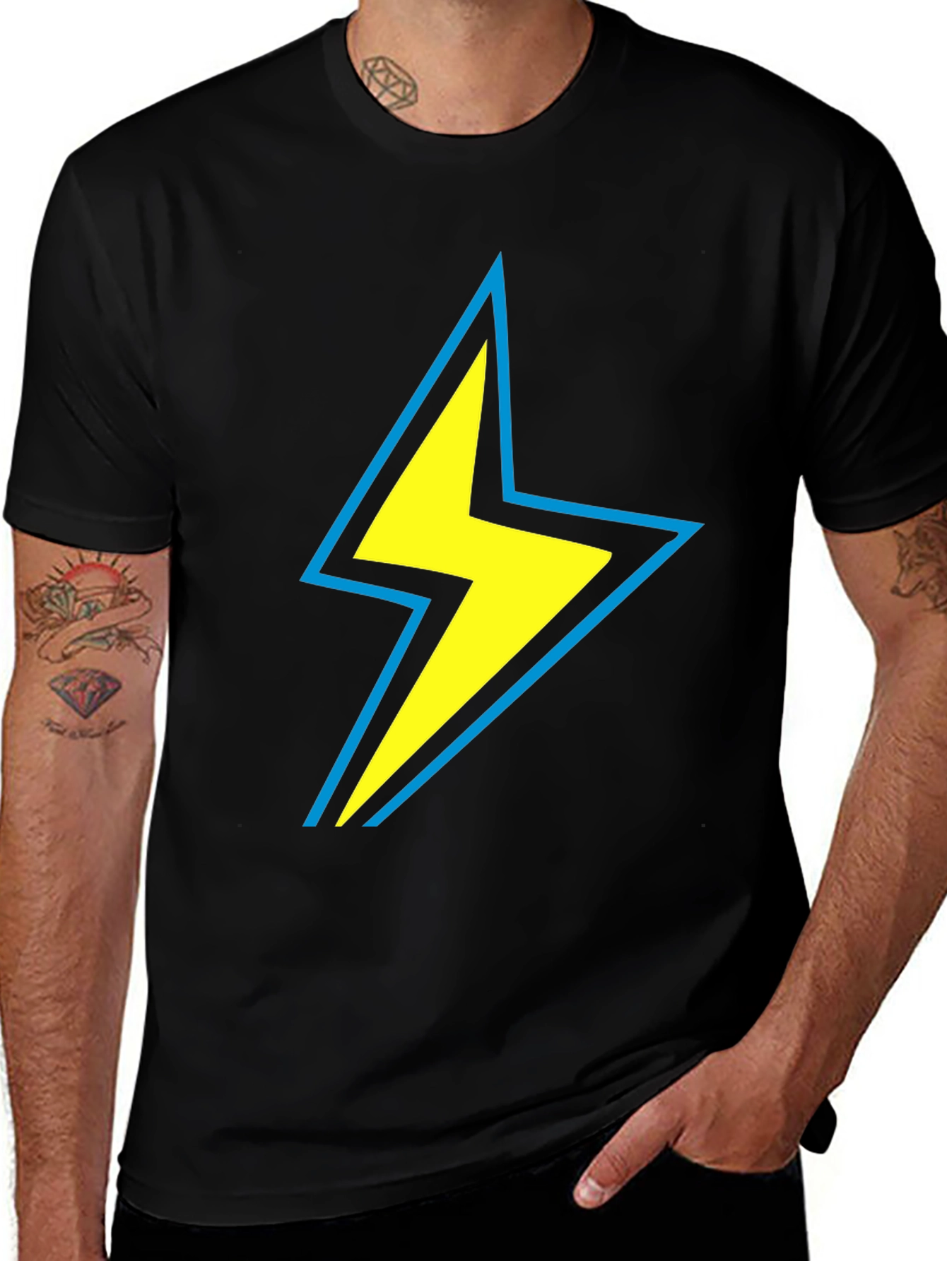 Variant 3 of Lightning Bolt Graphic Tee - Black Cotton Comfort
