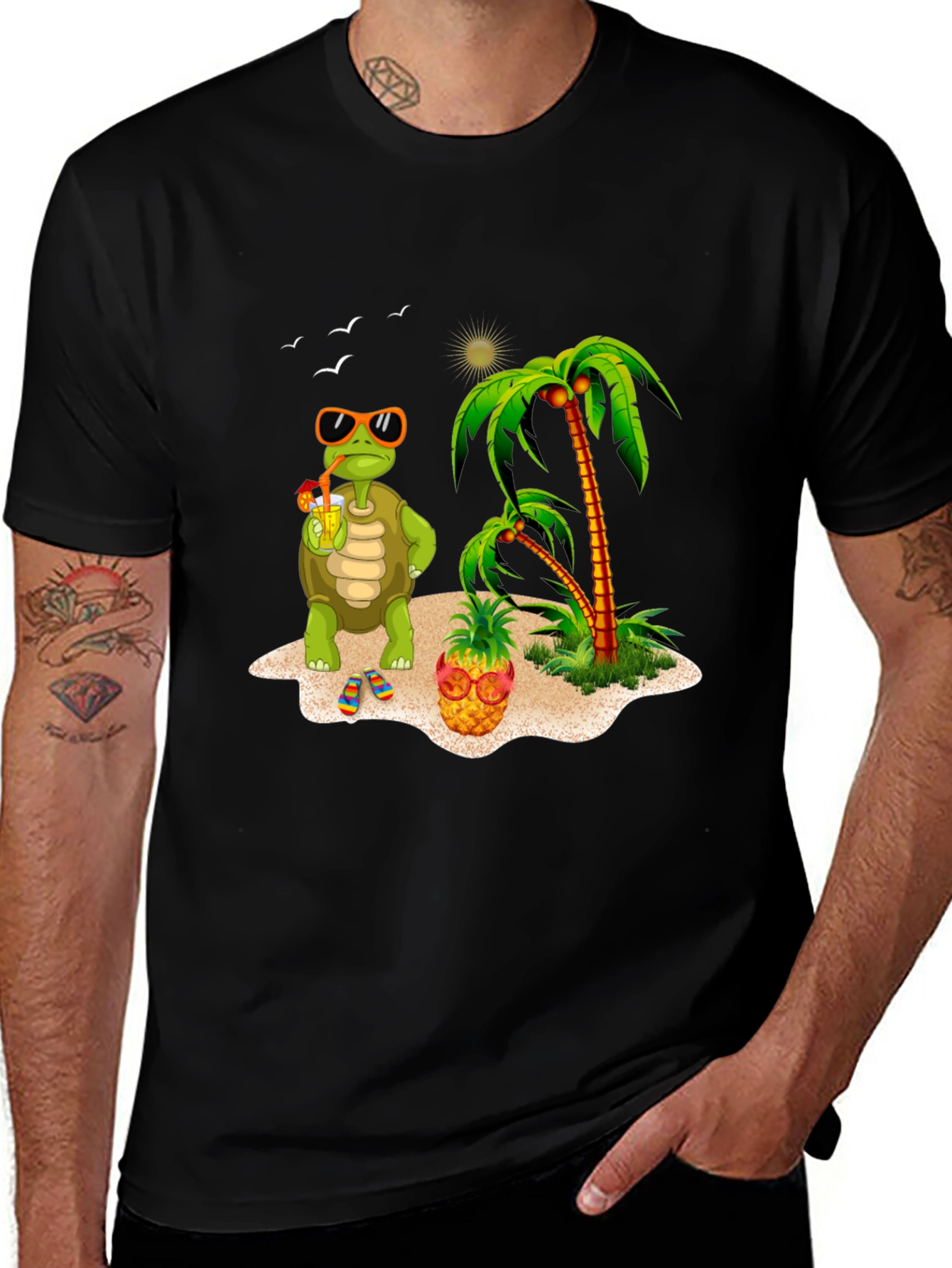 Variant 9 of Tropical Turtle Graphic Tee - Beach Vibes