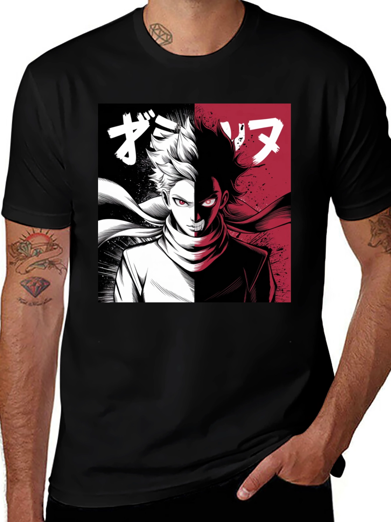 Anime Character Graphic Print Black T-Shirt