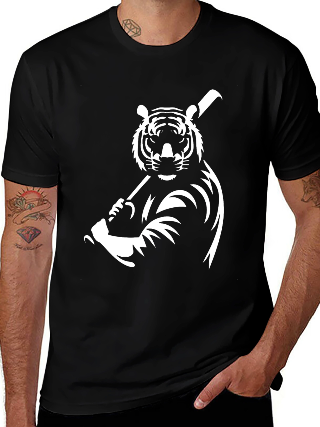 Tiger Graphic Tee - Baseball Bat Design