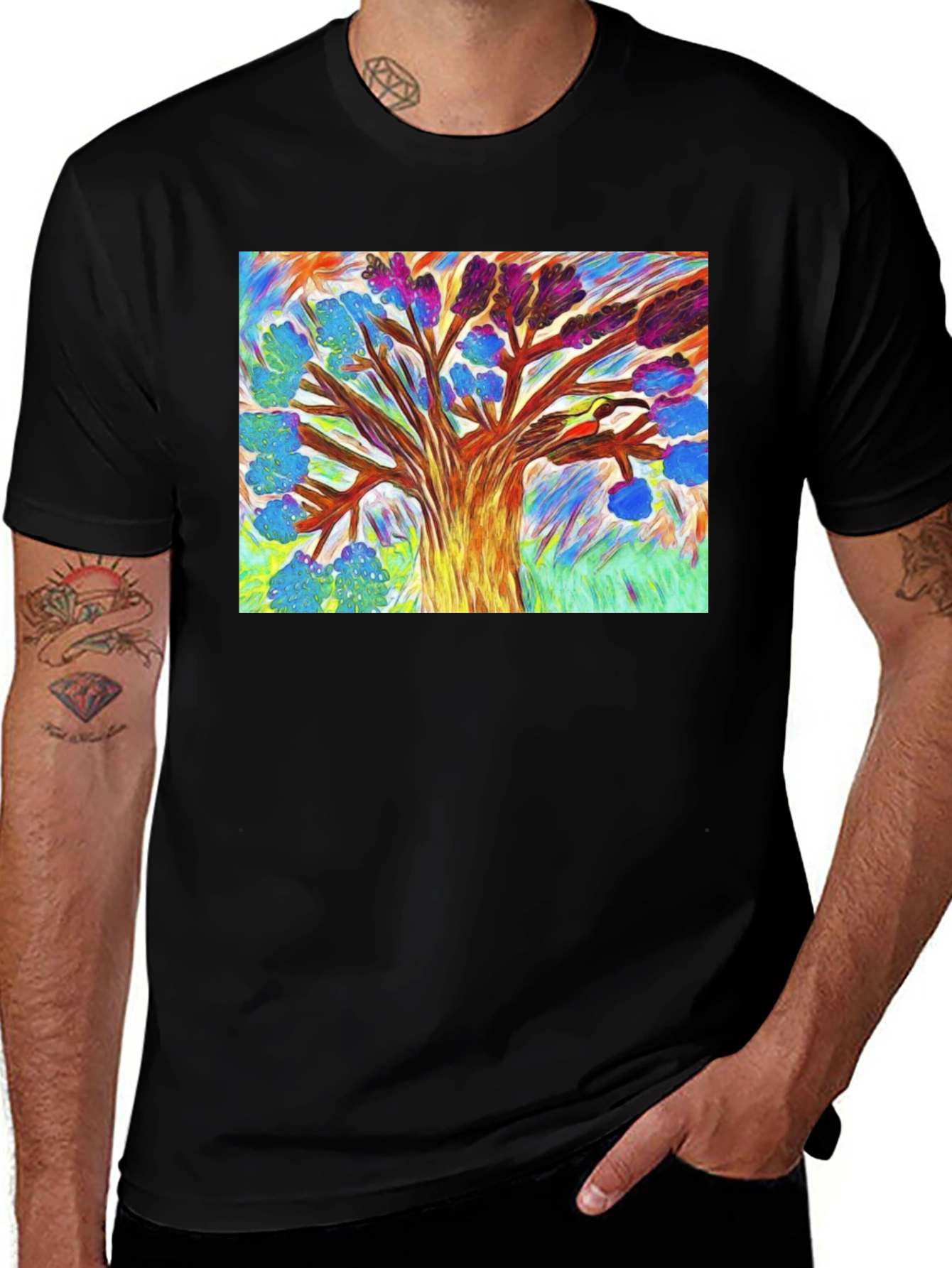 Variant 5 of Abstract Art Tree Graphic Black Tee