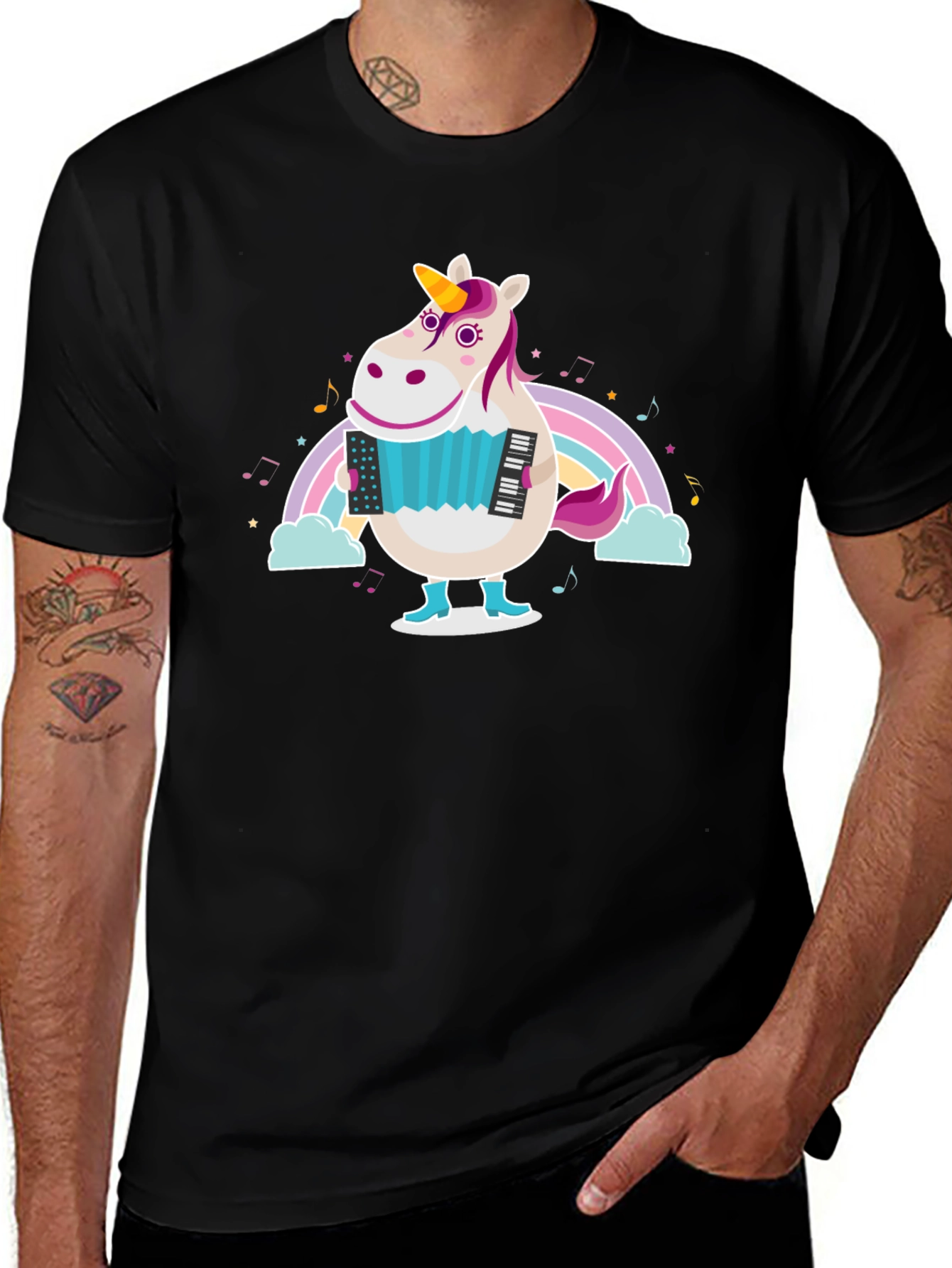 Variant 2 of Unicorn Accordion T-Shirt - Musical Rainbow Tee
