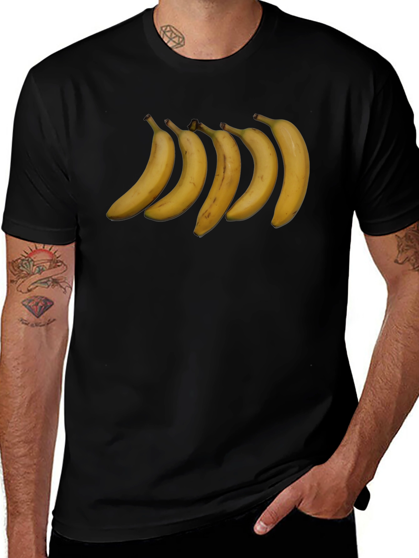 Variant 28 of Banana Row Black T-Shirt - Quirky Graphic Tee
