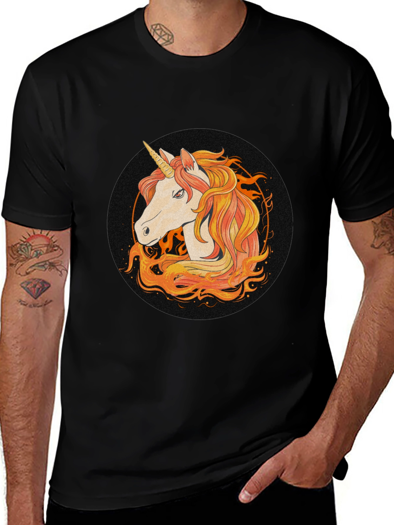 Variant 20 of Fiery Unicorn Graphic Tee - Black