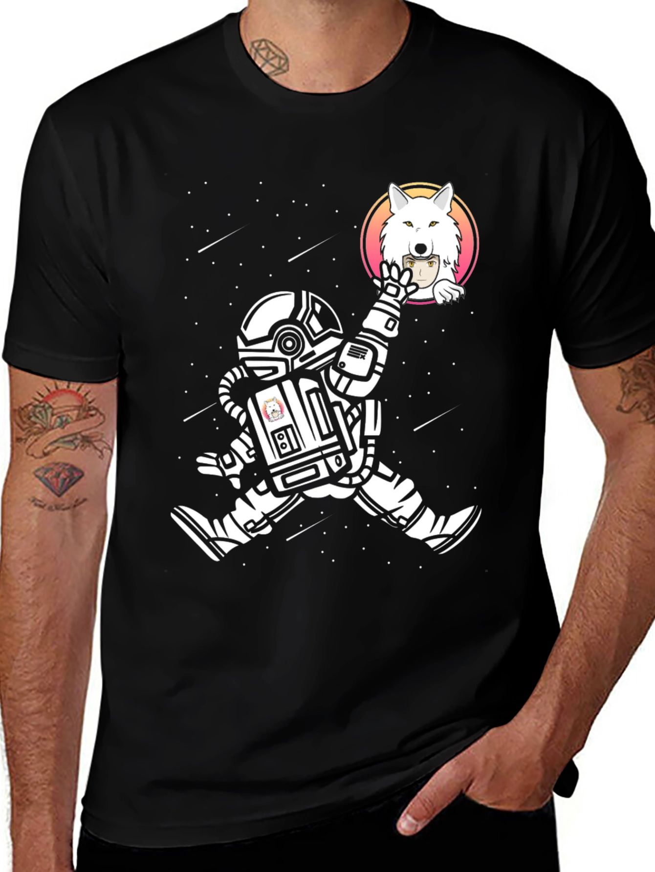 Astronaut & Wolf T-Shirt - Space Adventure