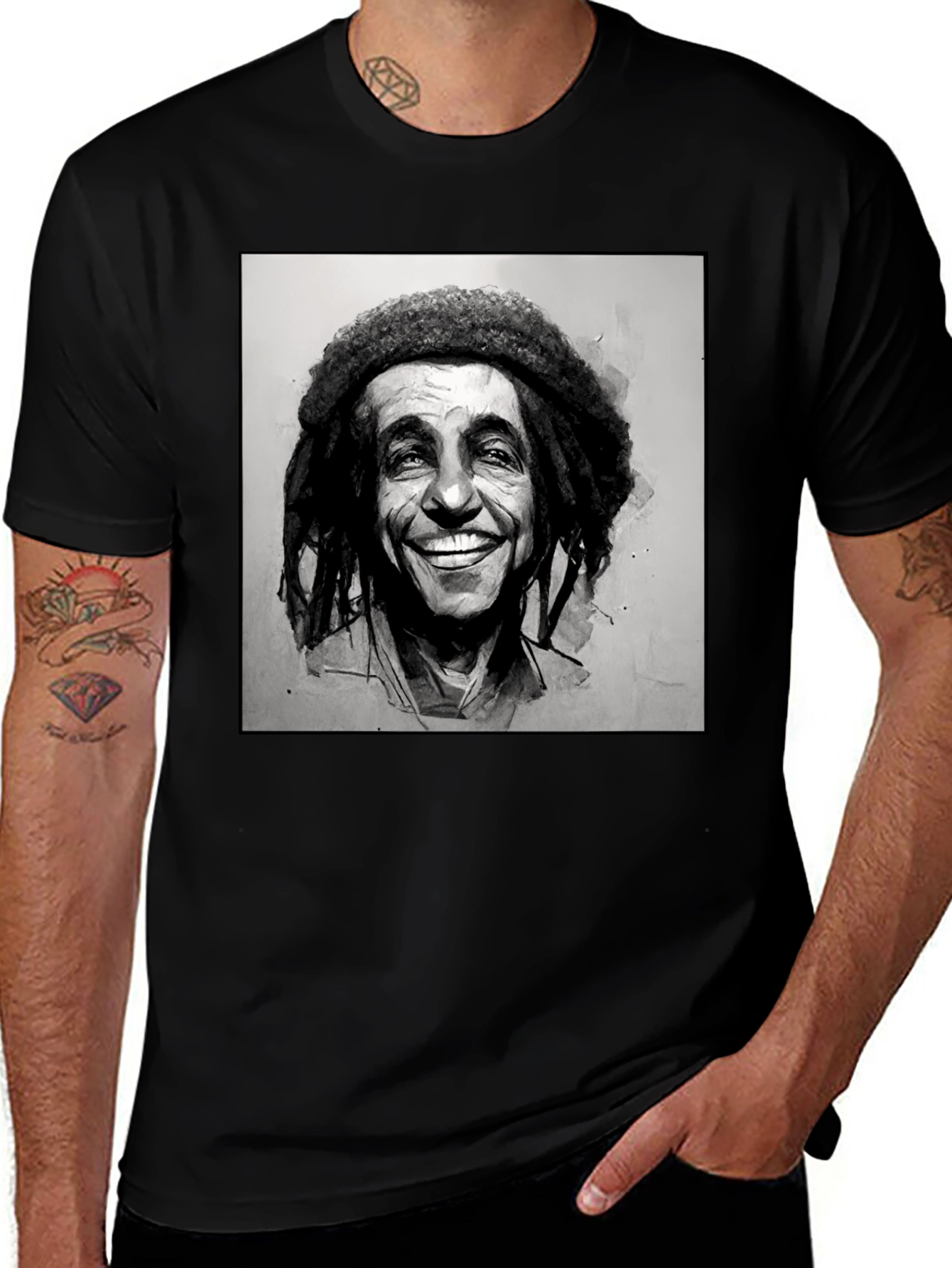 Black Bob Marley Graphic Tee