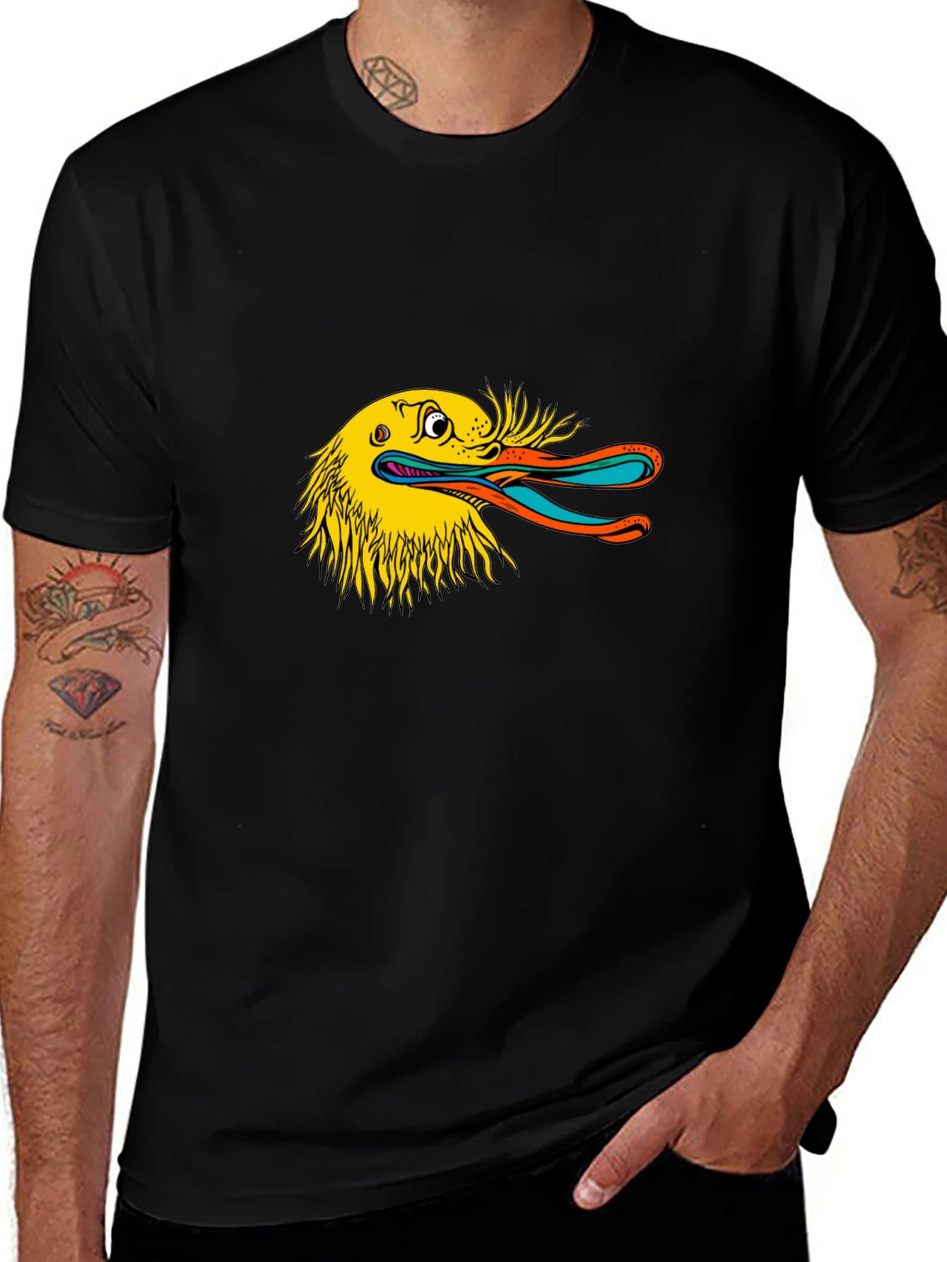 Variant 29 of Crazy Cartoon Duck Black T-Shirt