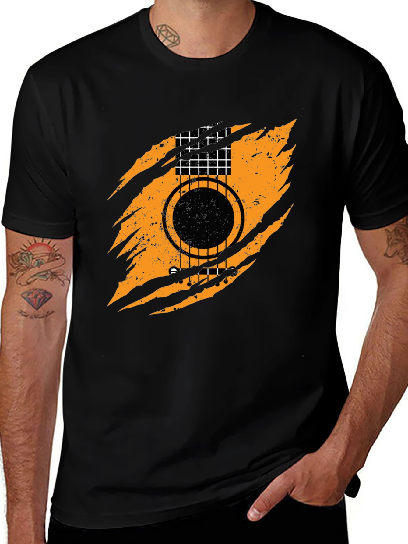 Variant 21 of Cool Guitar Graphic Black T-Shirt