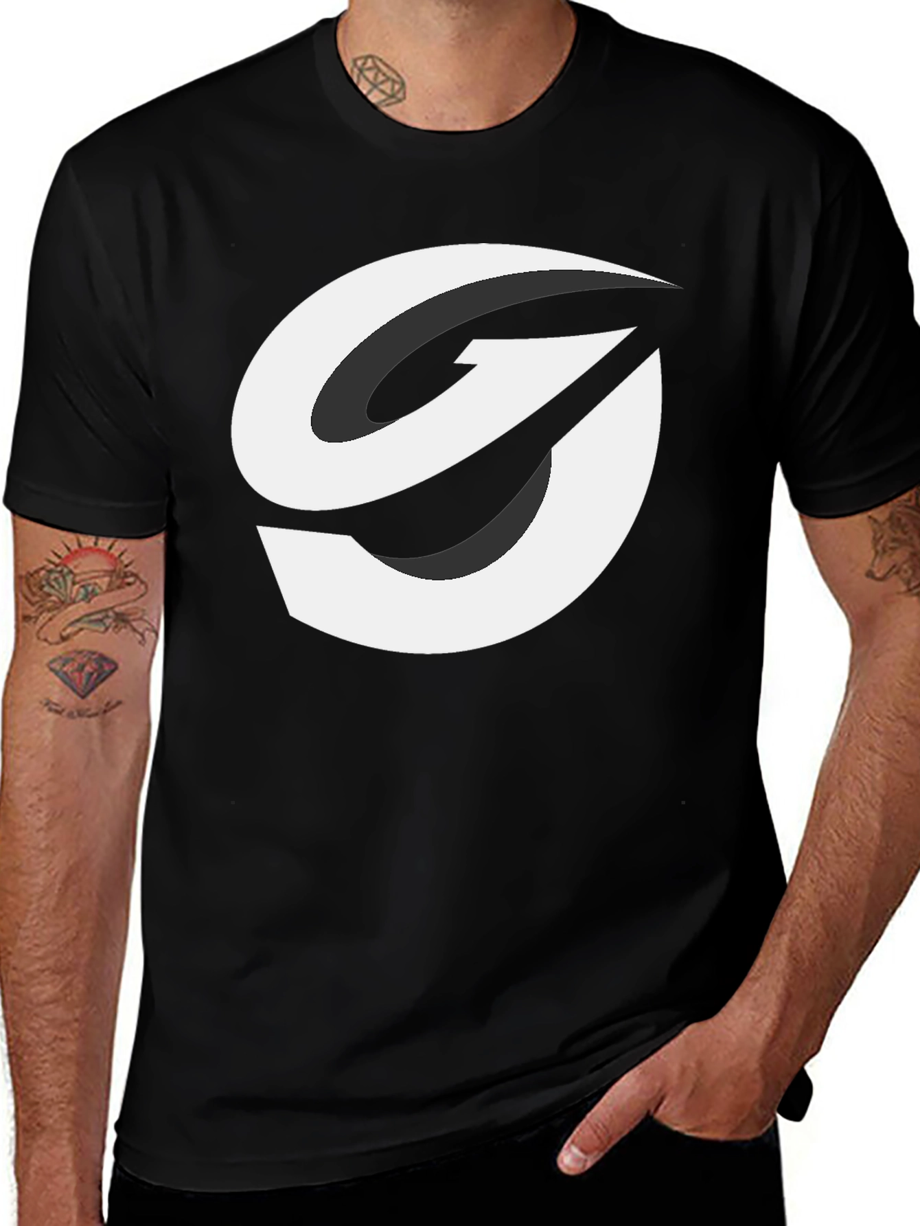 Variant 28 of Men's Black Graphic Tee - Abstract Logo Design