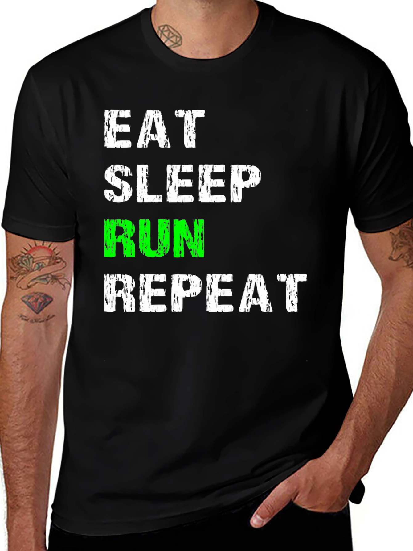 Variant 10 of Eat Sleep Run Repeat Black Graphic Tee