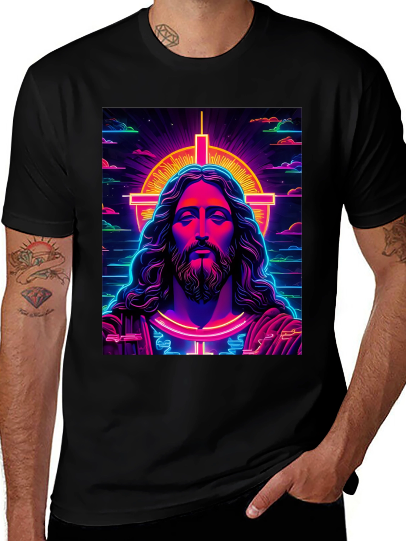 Variant 9 of Neon Jesus Graphic T-Shirt