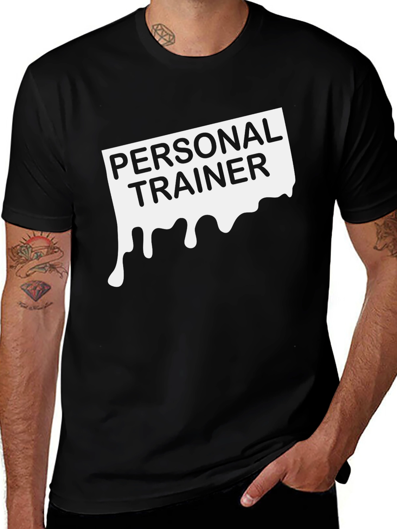 Variant 13 of Personal Trainer Dripping Graphic Black T-Shirt