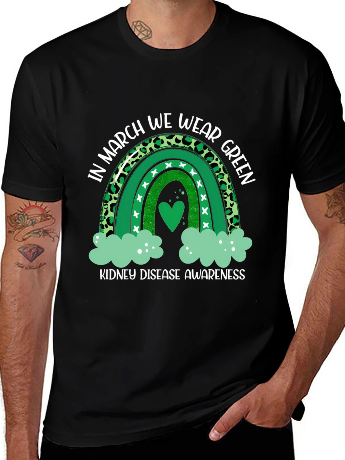 Variant 10 of Kidney Disease Awareness Green Rainbow T-Shirt
