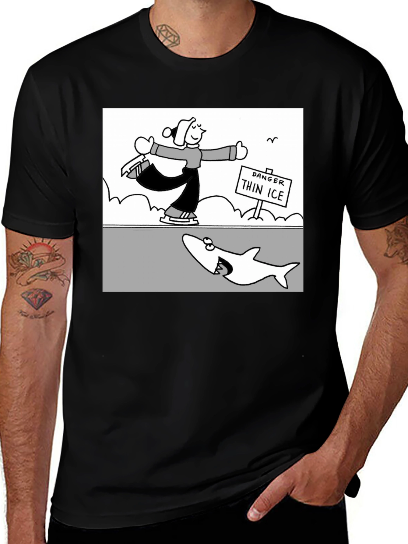 Variant 22 of Danger Thin Ice Cartoon T-Shirt
