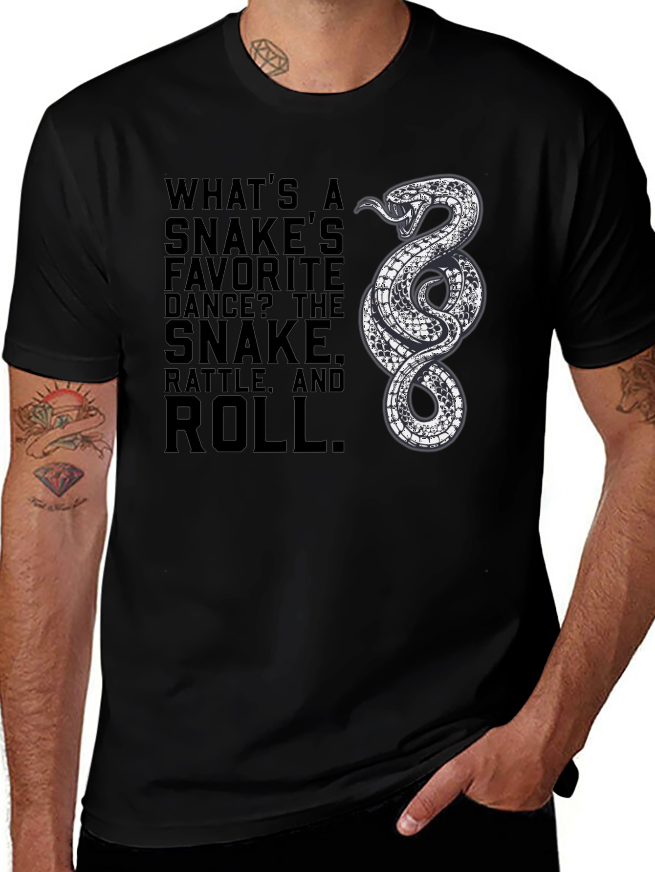 Variant 18 of Snake Rattle and Roll Graphic Tee - Black