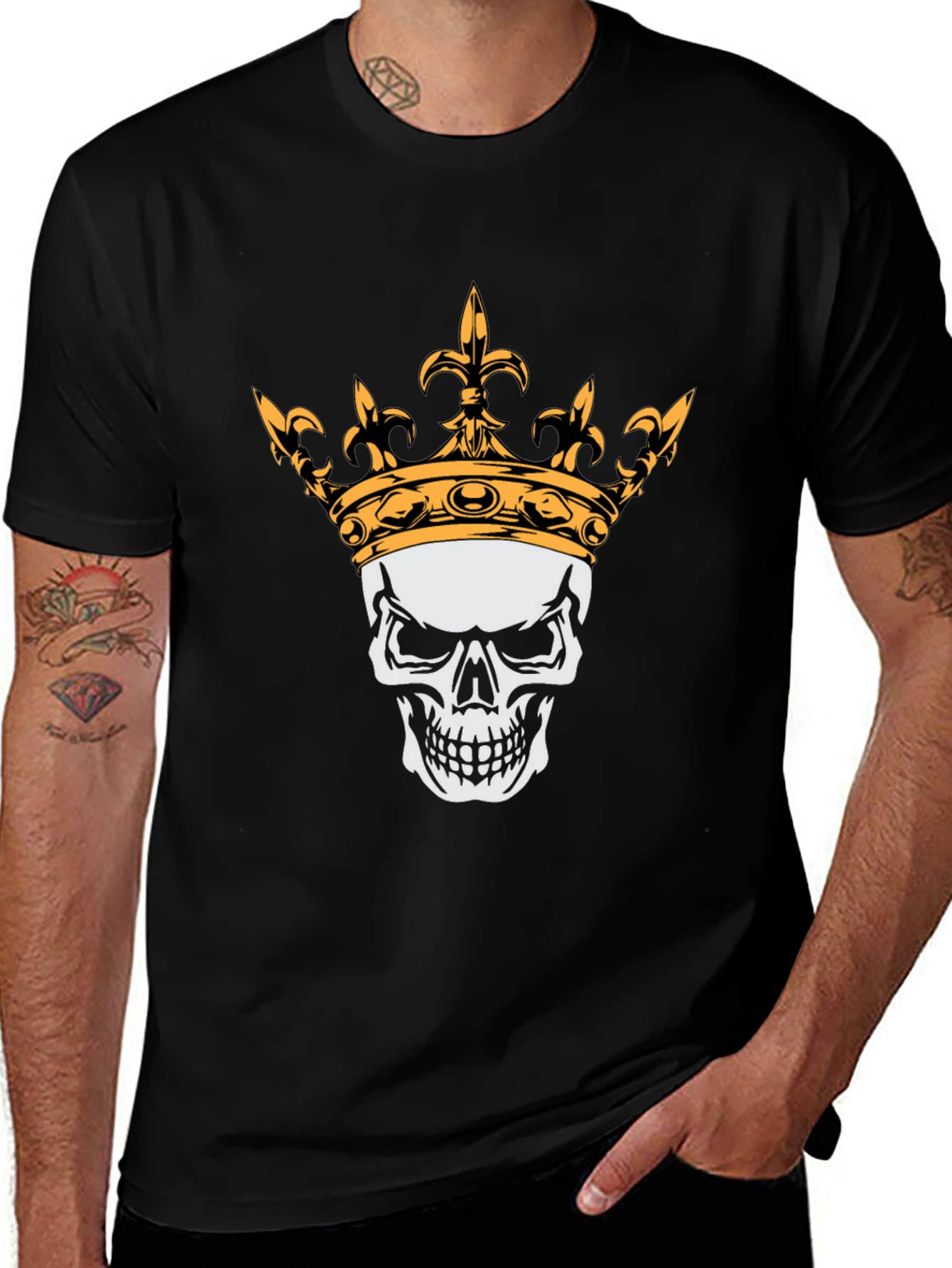 Skull Crown Graphic Tee - Men's Black T-Shirt