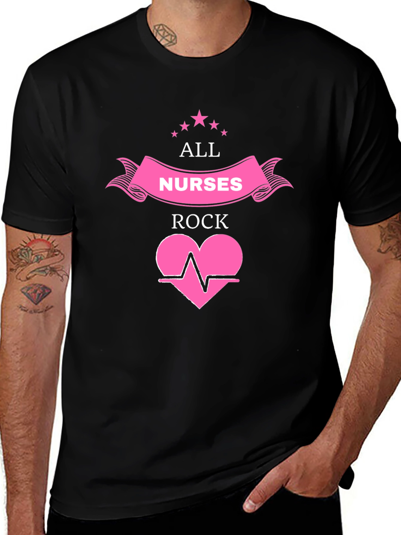 All Nurses Rock Black Graphic T-Shirt