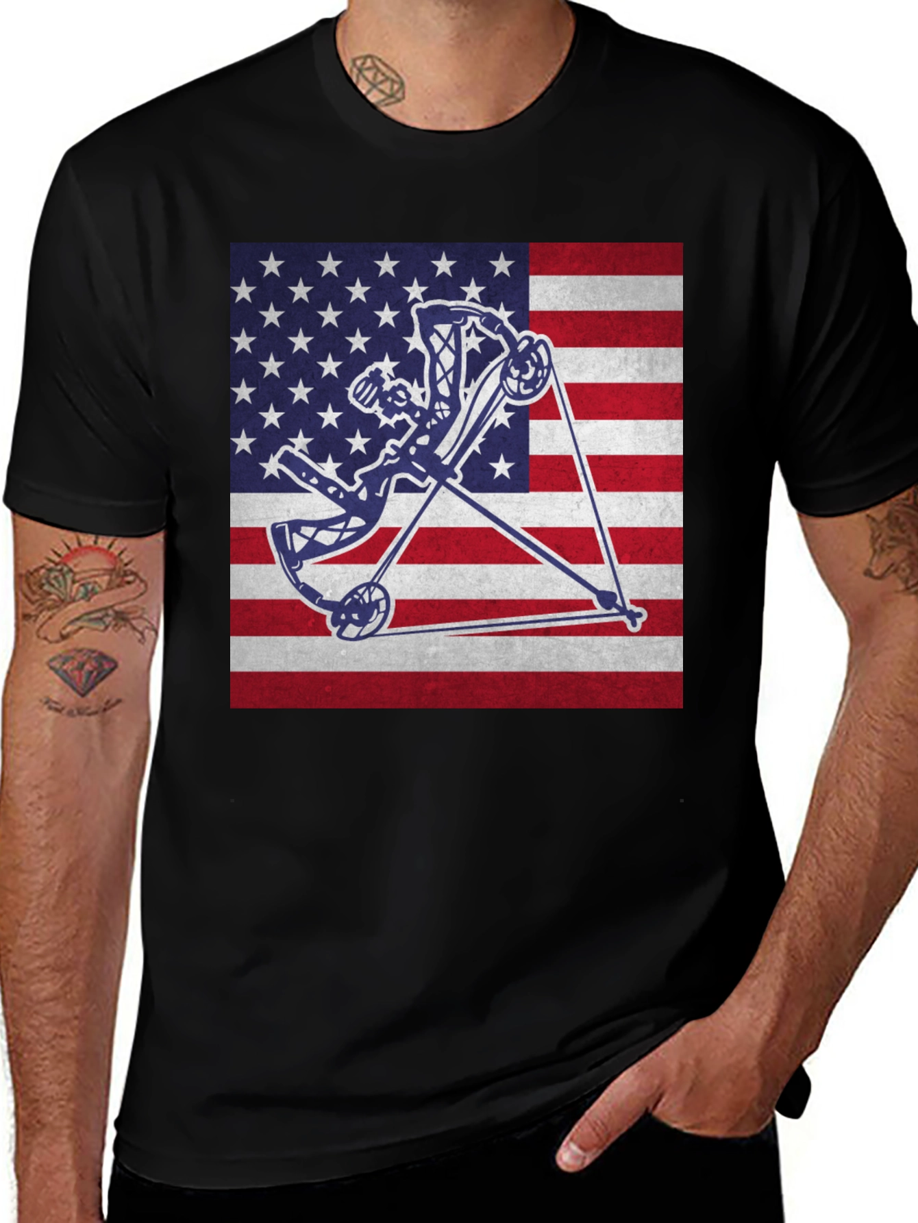 Variant 10 of American Flag Bow Hunting T-Shirt