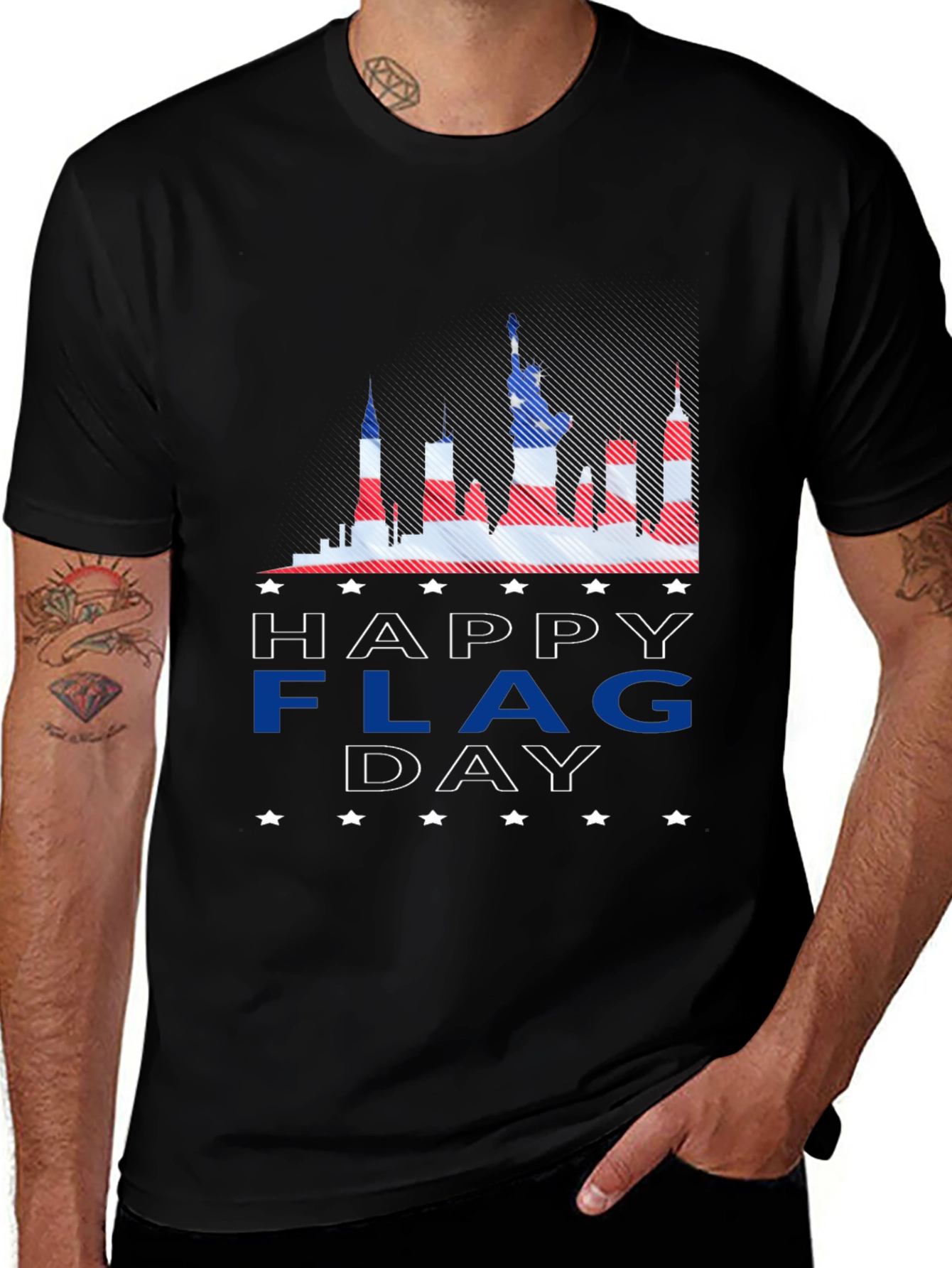 Patriotic Flag Day T-Shirt - USA Skyline Design