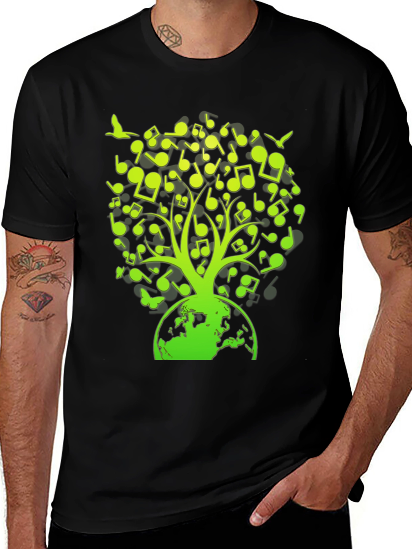 Music Tree Globe Graphic T-Shirt