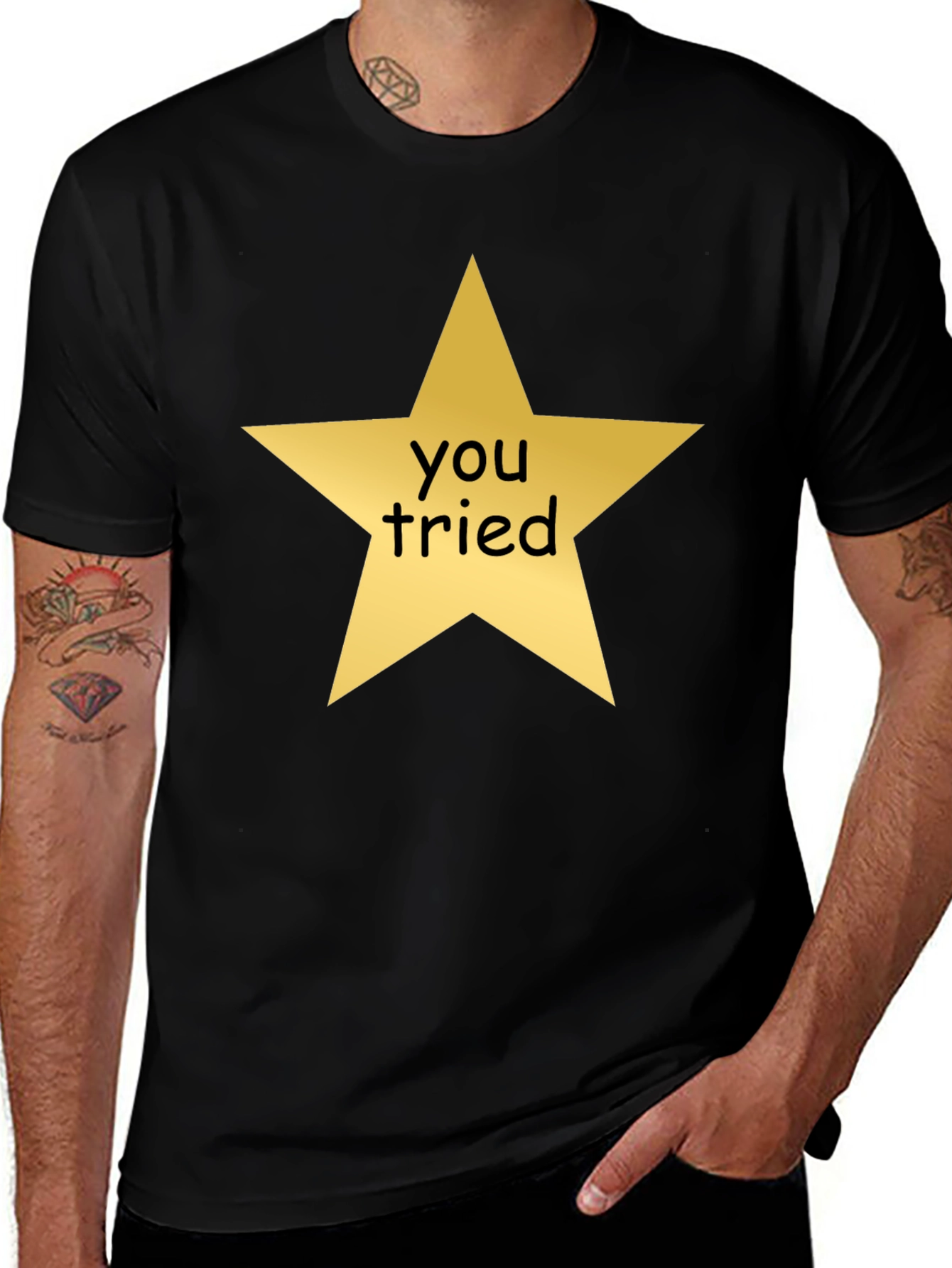 Variant 14 of You Tried Gold Star Graphic Tee - Mens Casual T-Shirt