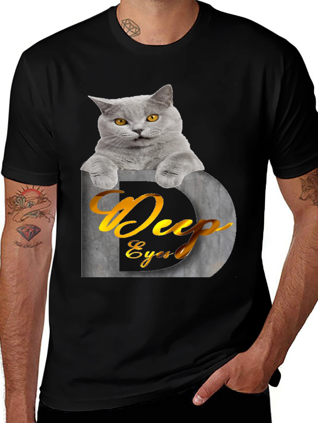 Variant 4 of Deep Eyes Cat T-Shirt, Unique Graphic Tee