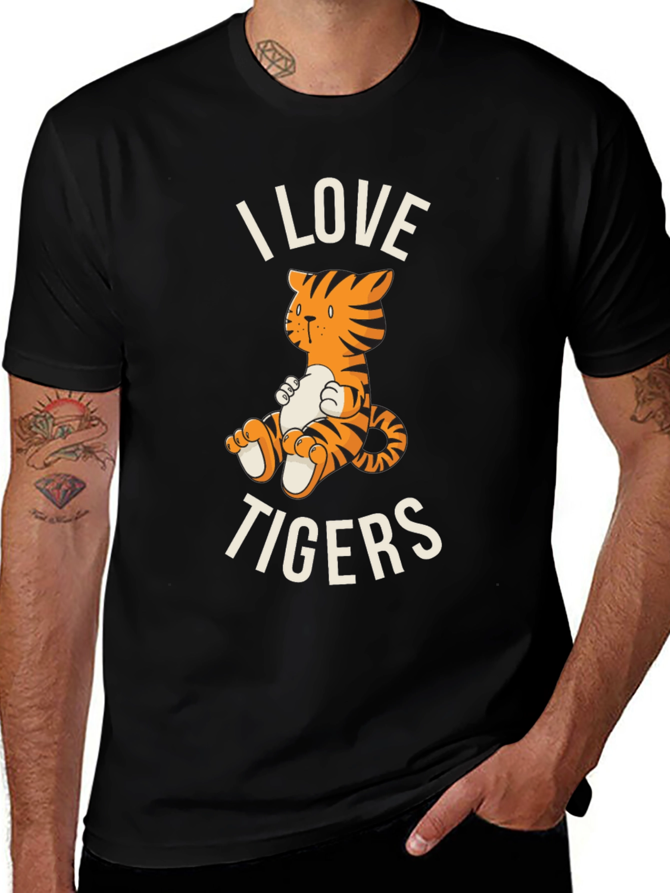 Variant 6 of I Love Tigers Graphic Tee - Cute Cartoon Tiger T-Shirt