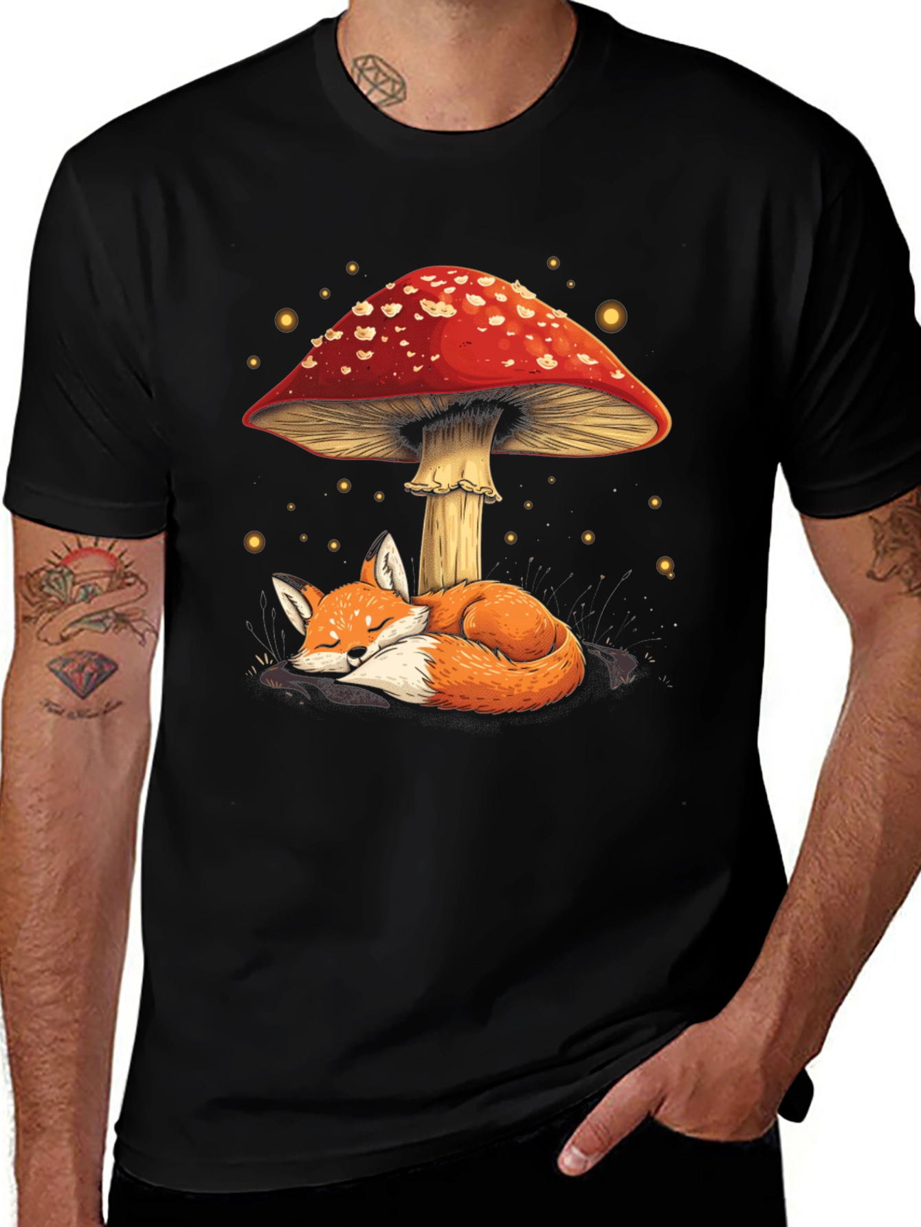 Variant 11 of Fox Under Mushroom Graphic Tee