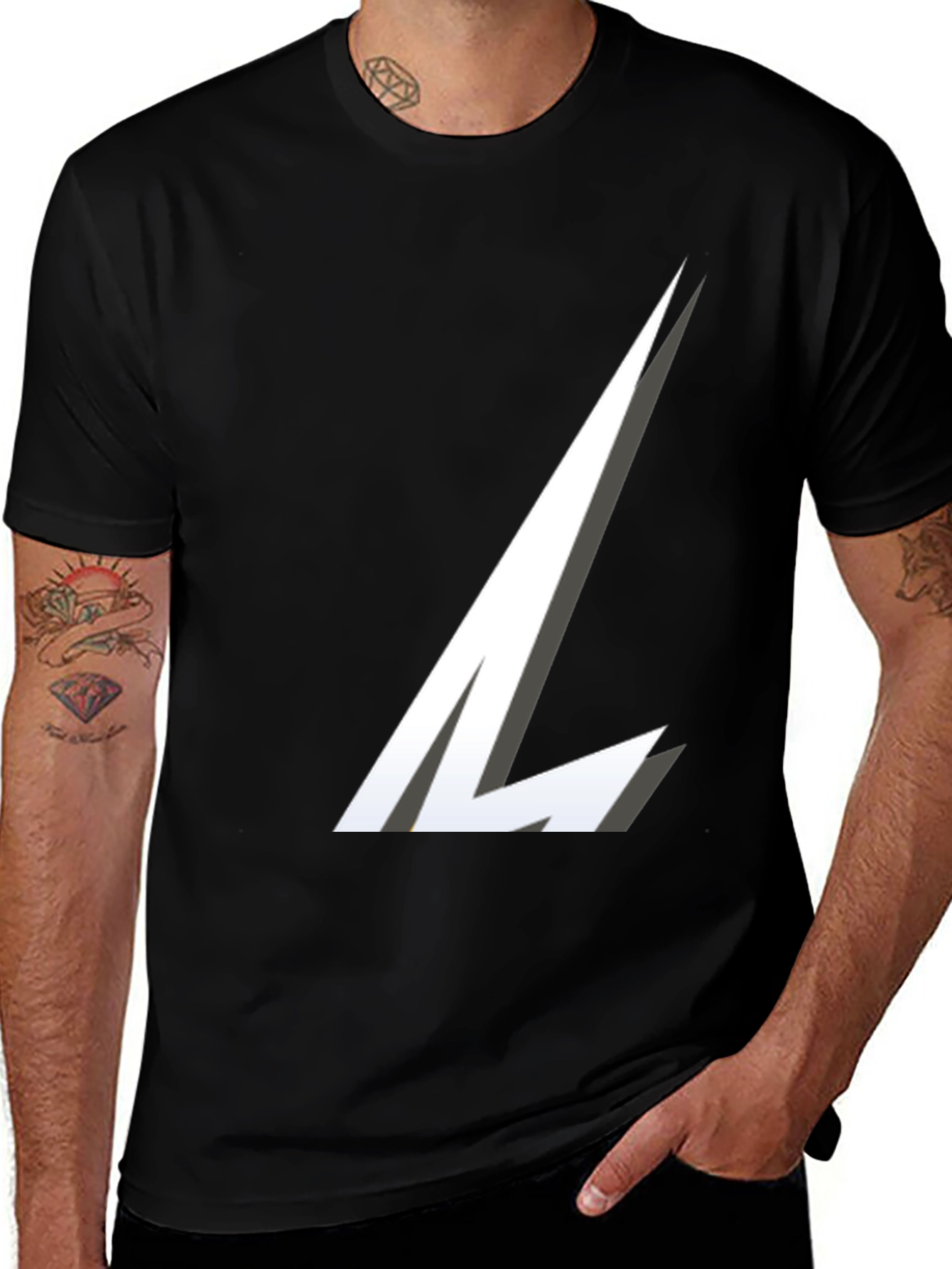 Variant 2 of Abstract L Graphic Tee - Modern Men's Black T-Shirt