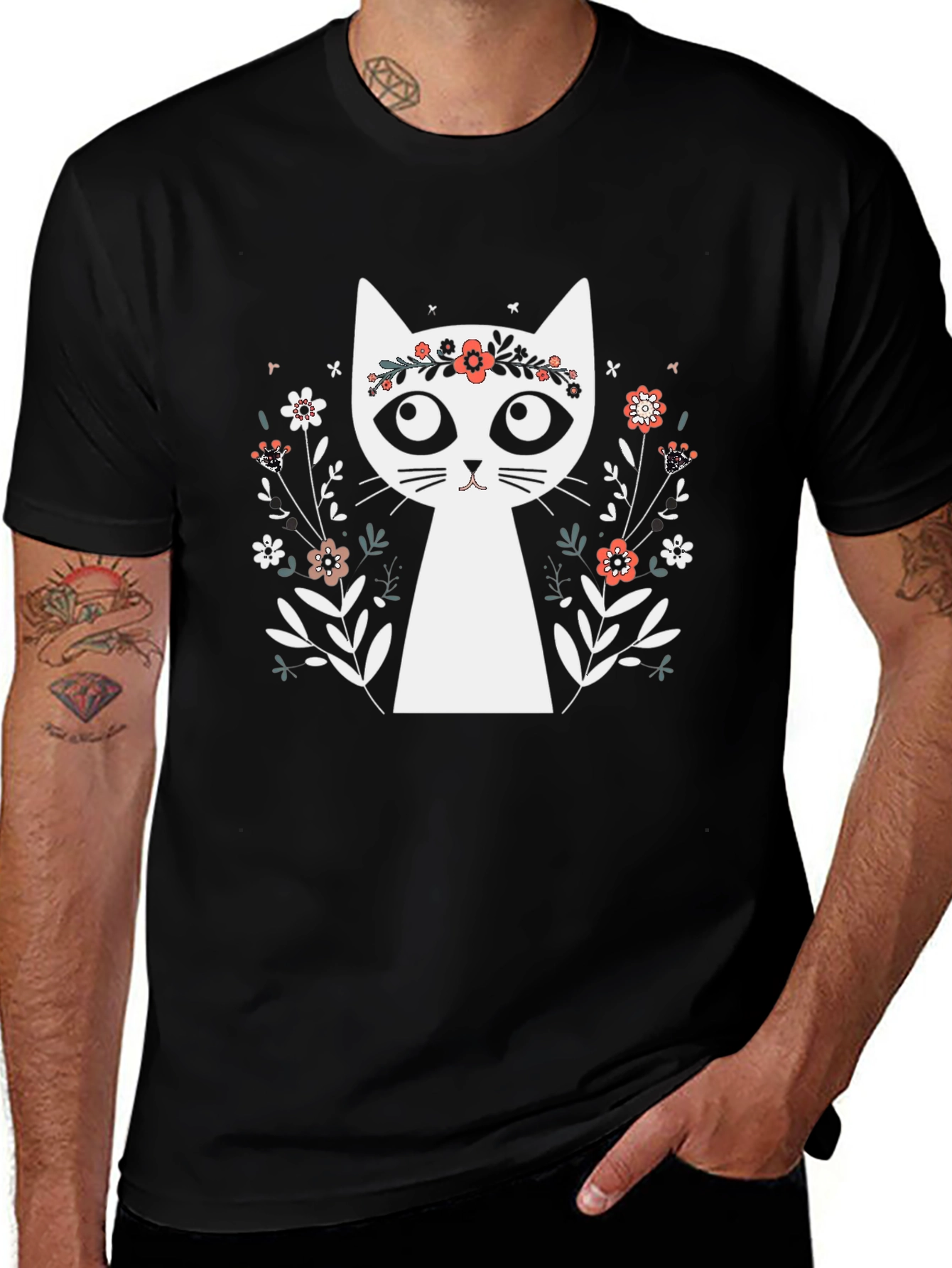 Variant 4 of Floral Crown Cat Graphic Tee