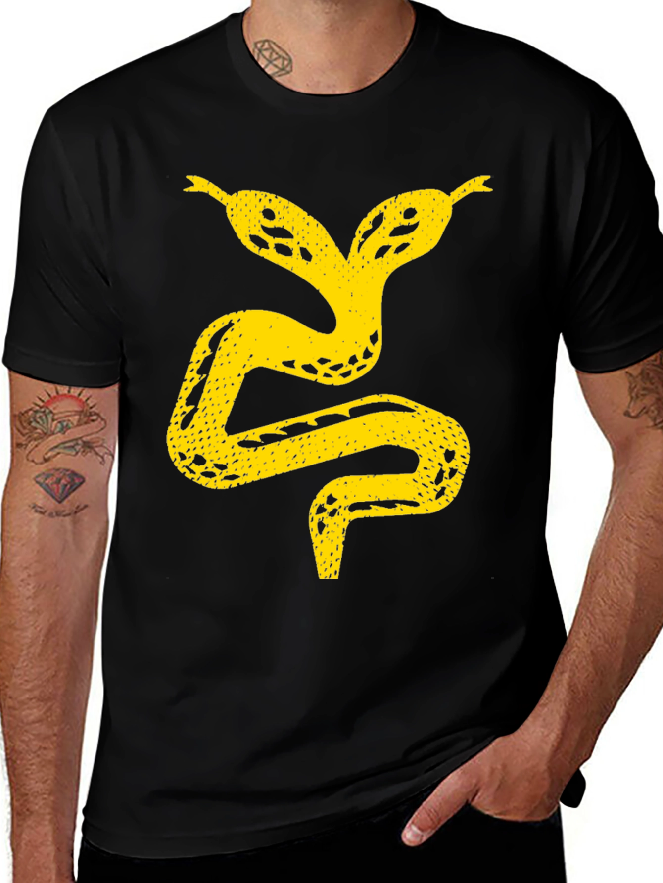 Variant 26 of Two-Headed Snake Graphic Tee - Black