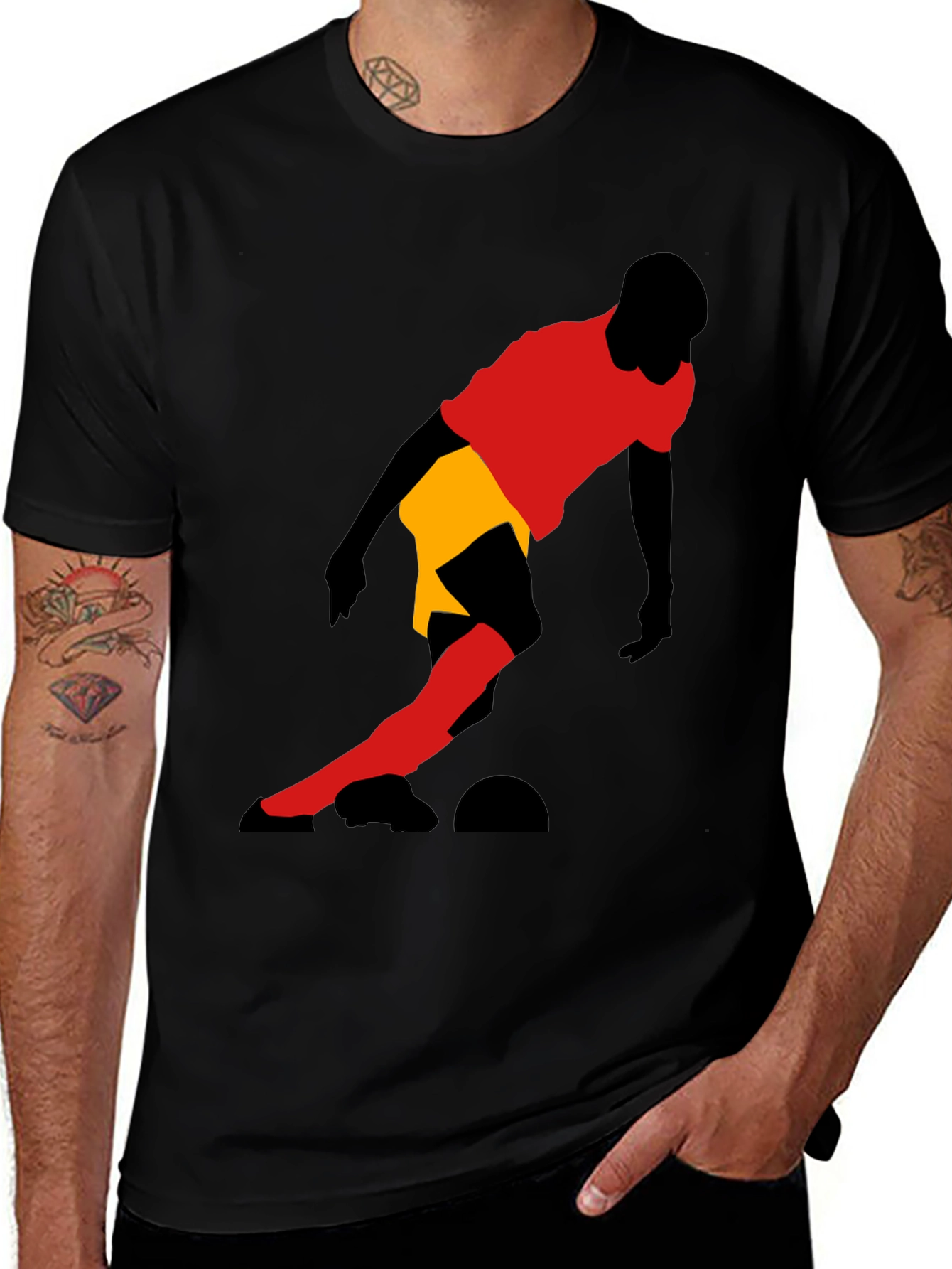 Variant 17 of Soccer Player Graphic Black T-Shirt
