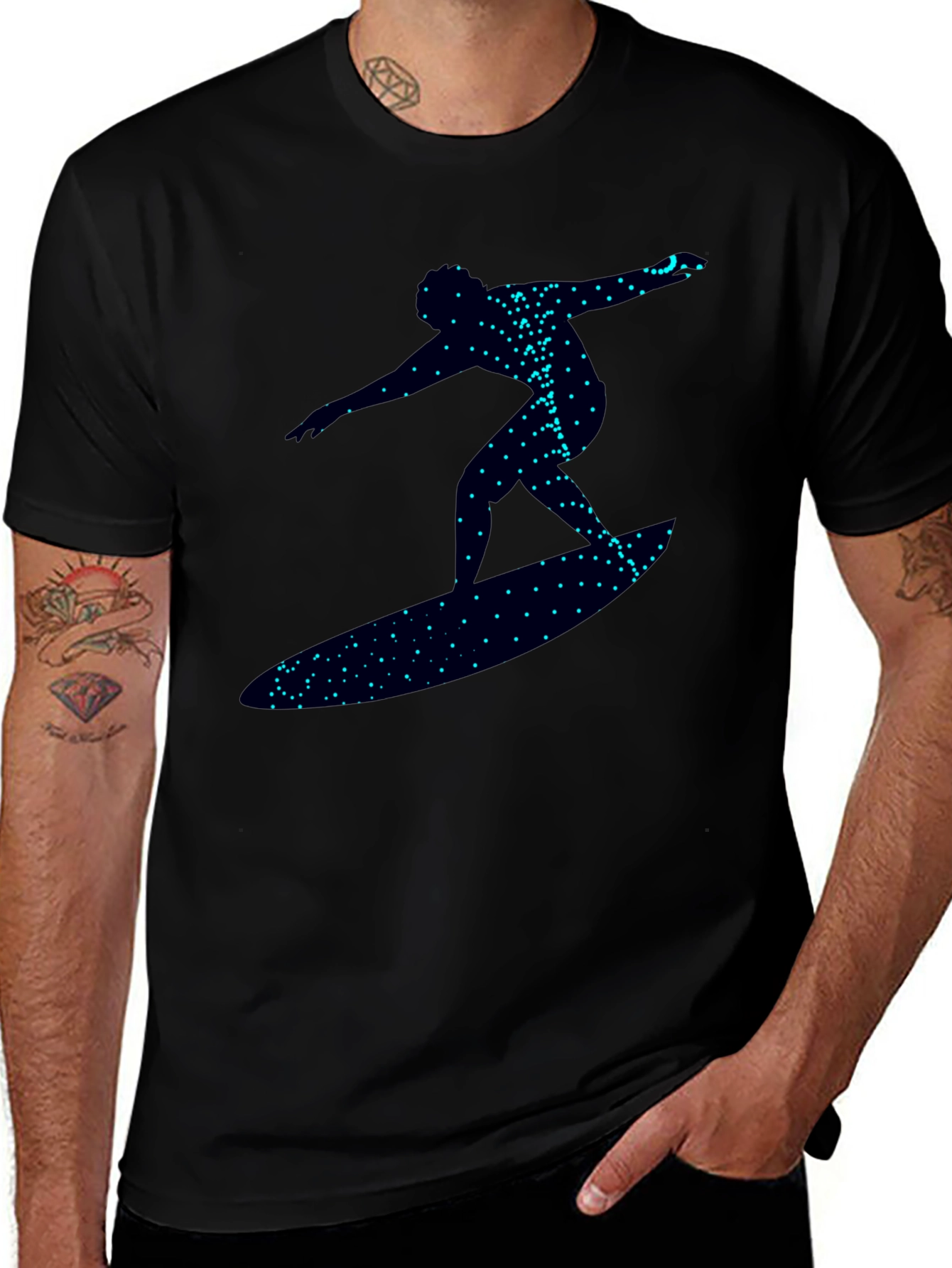 Variant 18 of Surfer Silhouette Graphic T-Shirt - Black