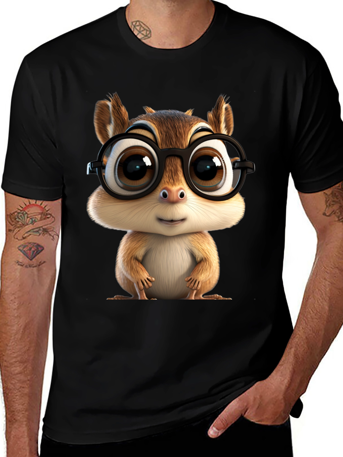 Variant 11 of Cute Chipmunk T-Shirt with Glasses