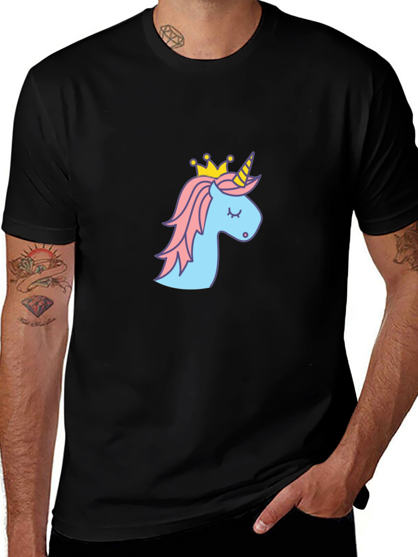 Variant 10 of Unicorn Crown T-Shirt - Black