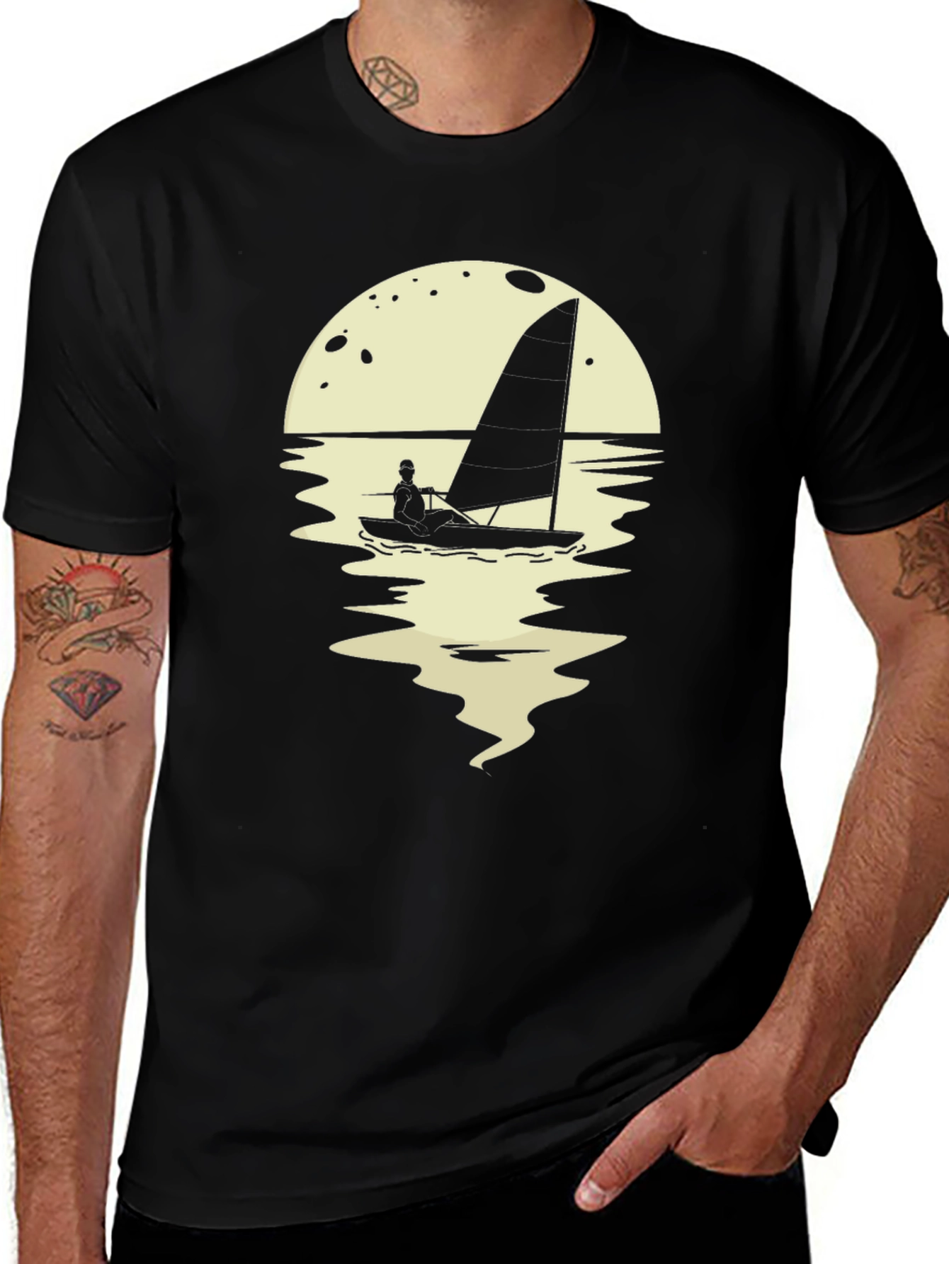 Variant 29 of Sailboat Graphic Tee - Men's Black T-Shirt