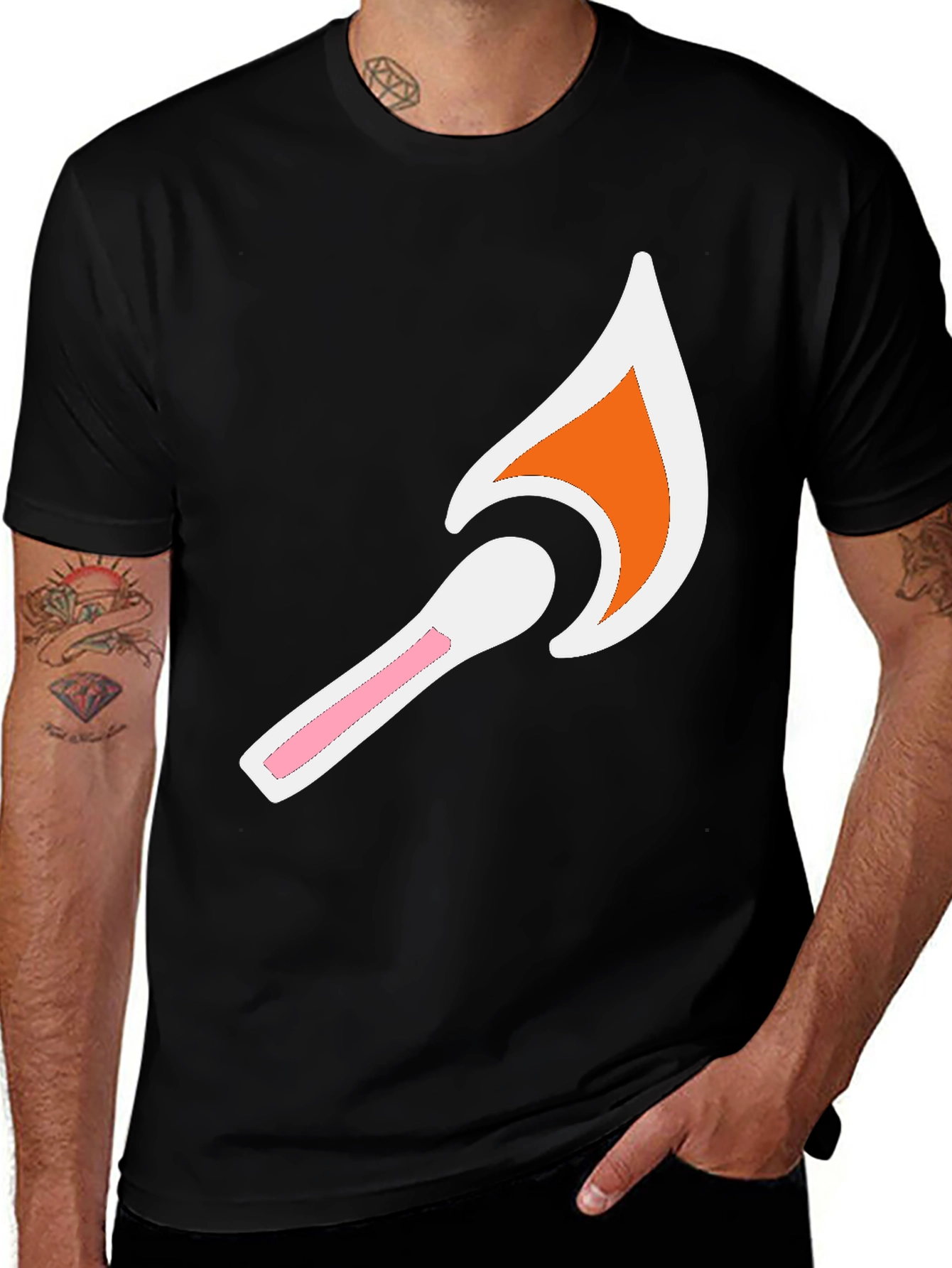 Variant 18 of Lit Match Graphic Tee - Black Cotton Casual T-Shirt